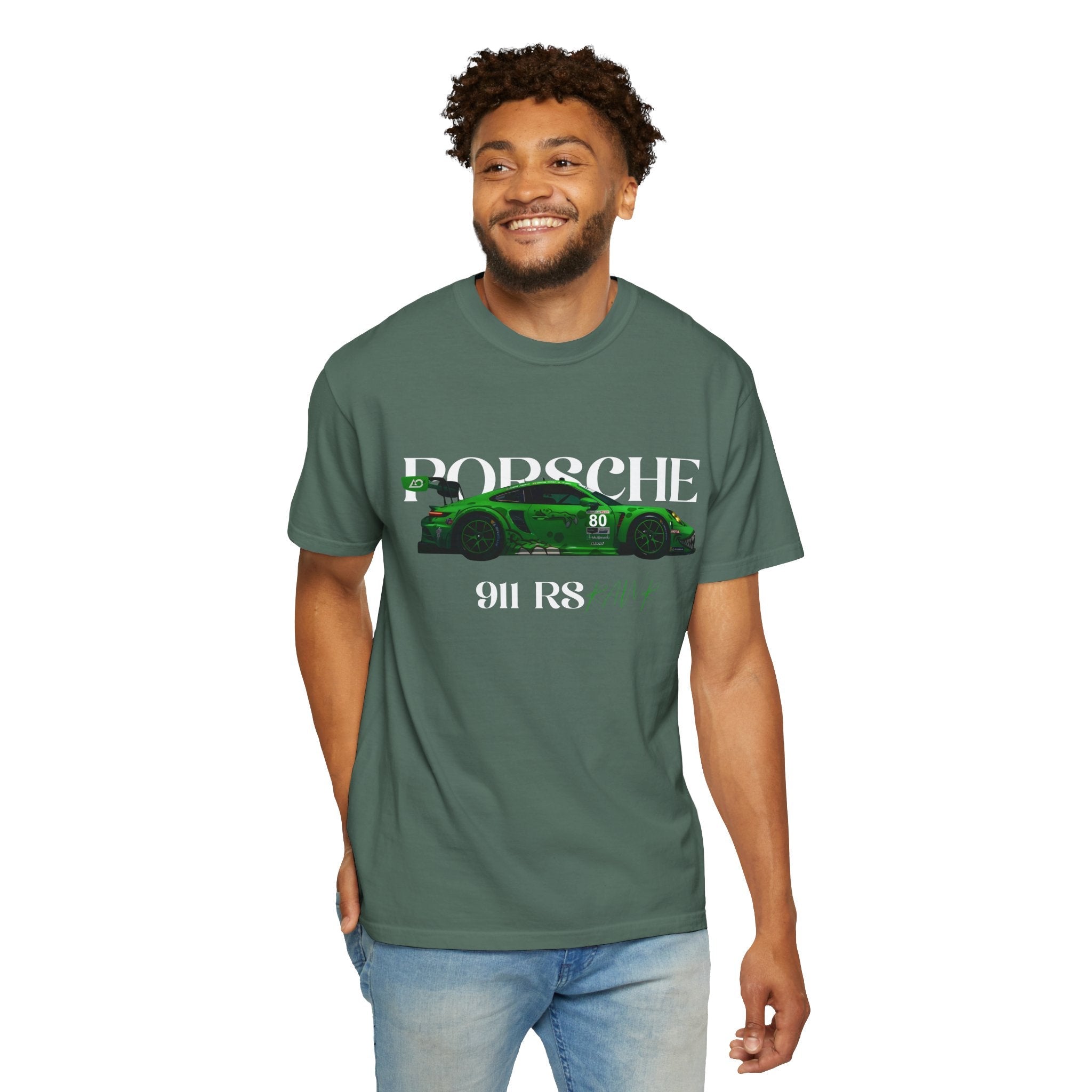 Porsche 911 RS Racing Tee Green GT Car Graphic T-Shirt - Etna Gift