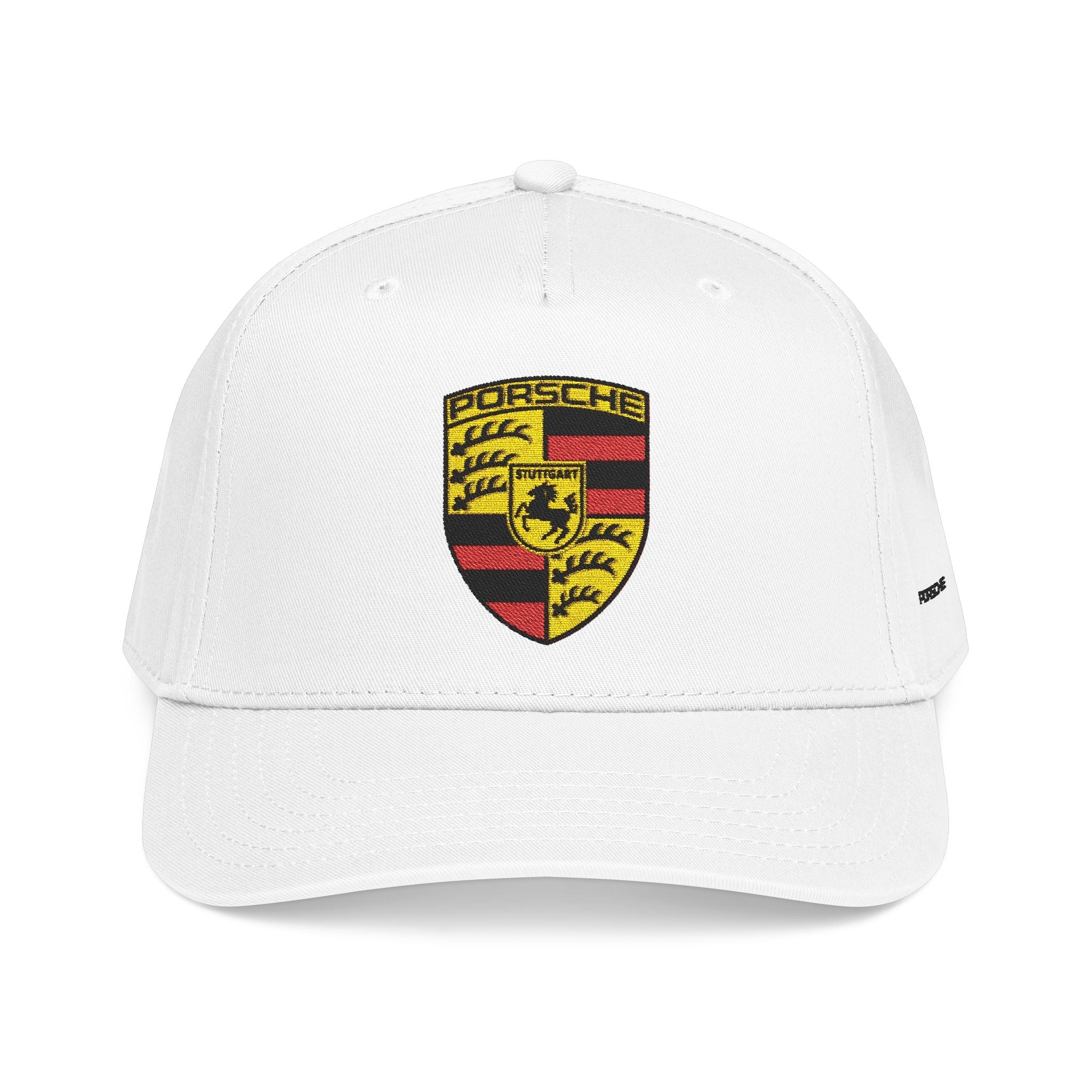 Porsche Crest Embroidered Baseball Cap — Classic Beige & Green Mid-Profile Hat - Etna Gift