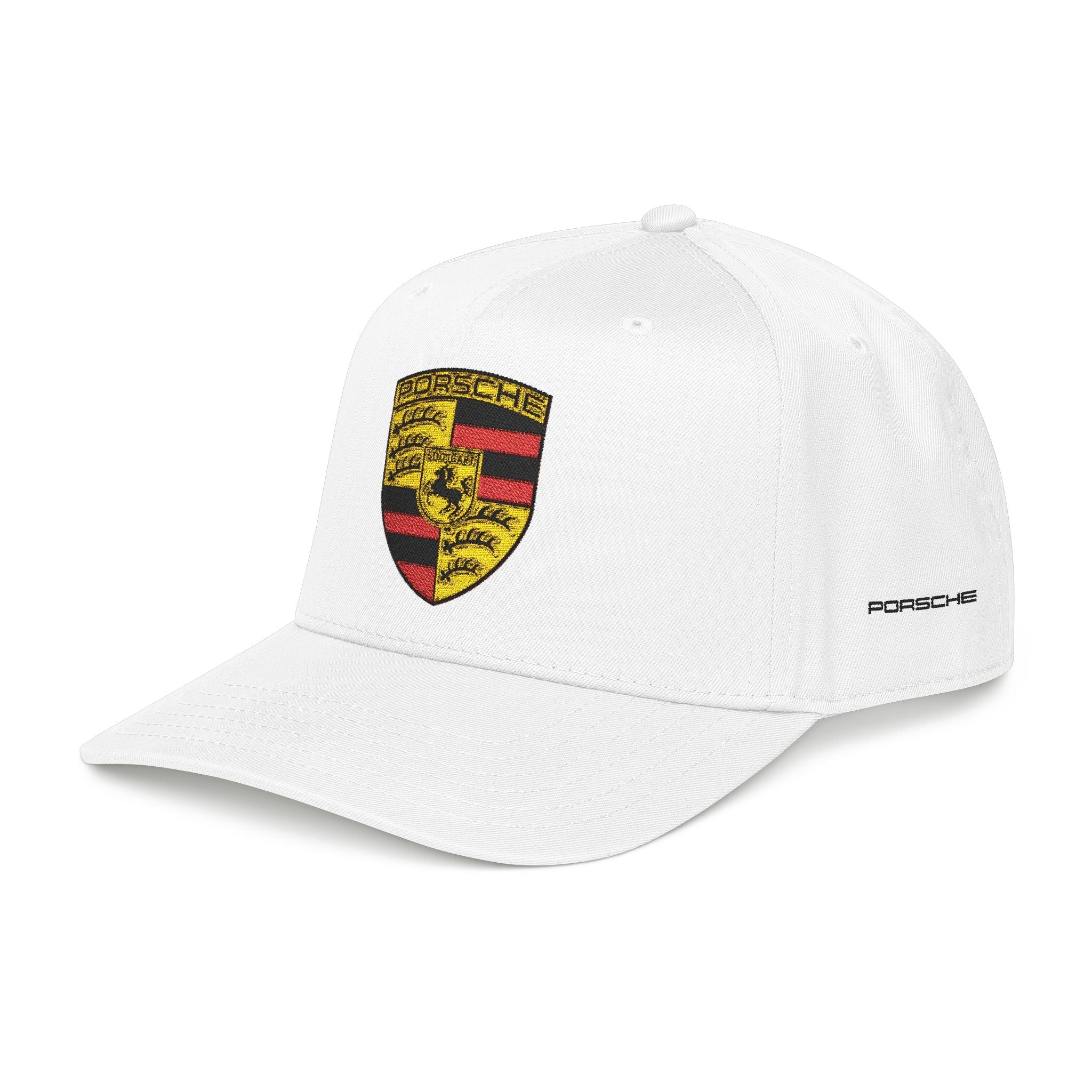 Porsche Crest Embroidered Baseball Cap — Classic Beige & Green Mid-Profile Hat - Etna Gift