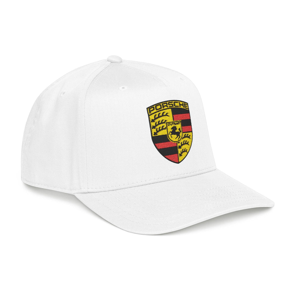 Porsche Crest Embroidered Baseball Cap — Classic Beige & Green Mid-Profile Hat - Etna Gift