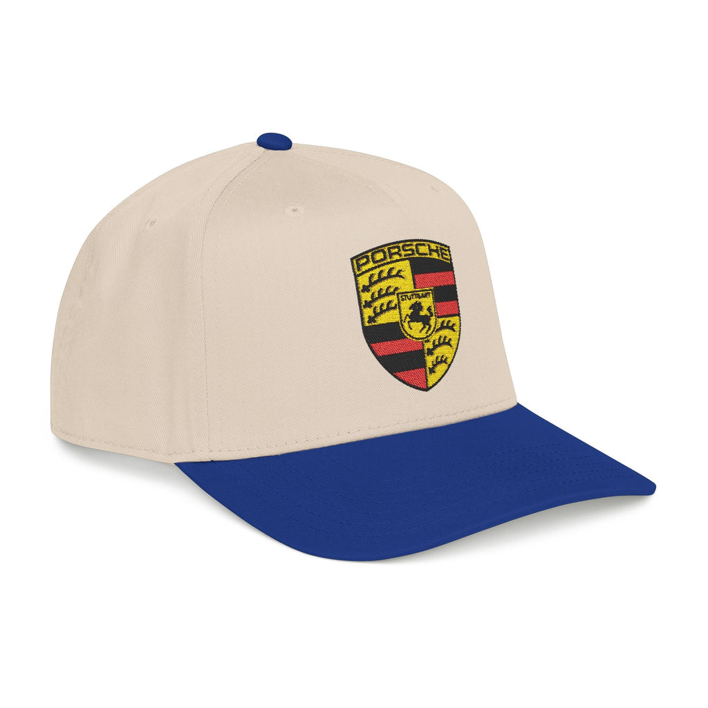 Porsche Crest Embroidered Baseball Cap — Classic Beige & Green Mid-Profile Hat - Etna Gift