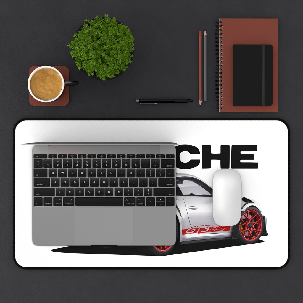Porsche GT3 RS Desk Mat — White Sports Car Racing Mouse Pad - Etna Gift
