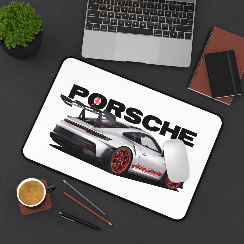 Porsche GT3 RS Desk Mat — White Sports Car Racing Mouse Pad - Etna Gift