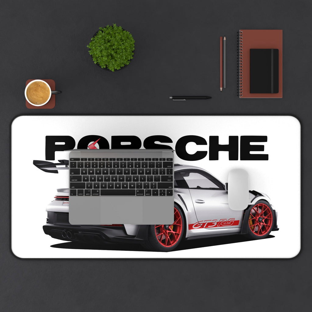Porsche GT3 RS Desk Mat — White Sports Car Racing Mouse Pad - Etna Gift