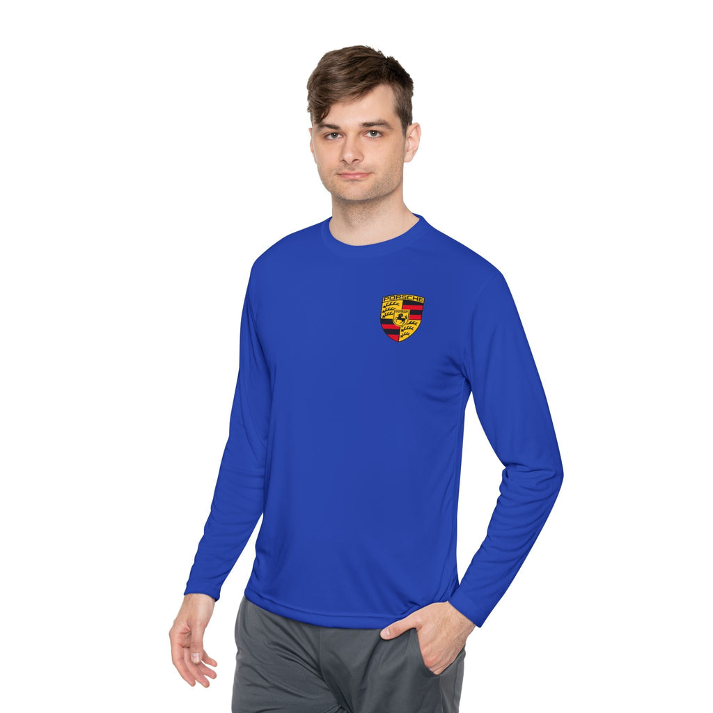 Porsche Racing Graphic Long Sleeve Tee | Sports Car Crest and Rear View Print - Etna Gift