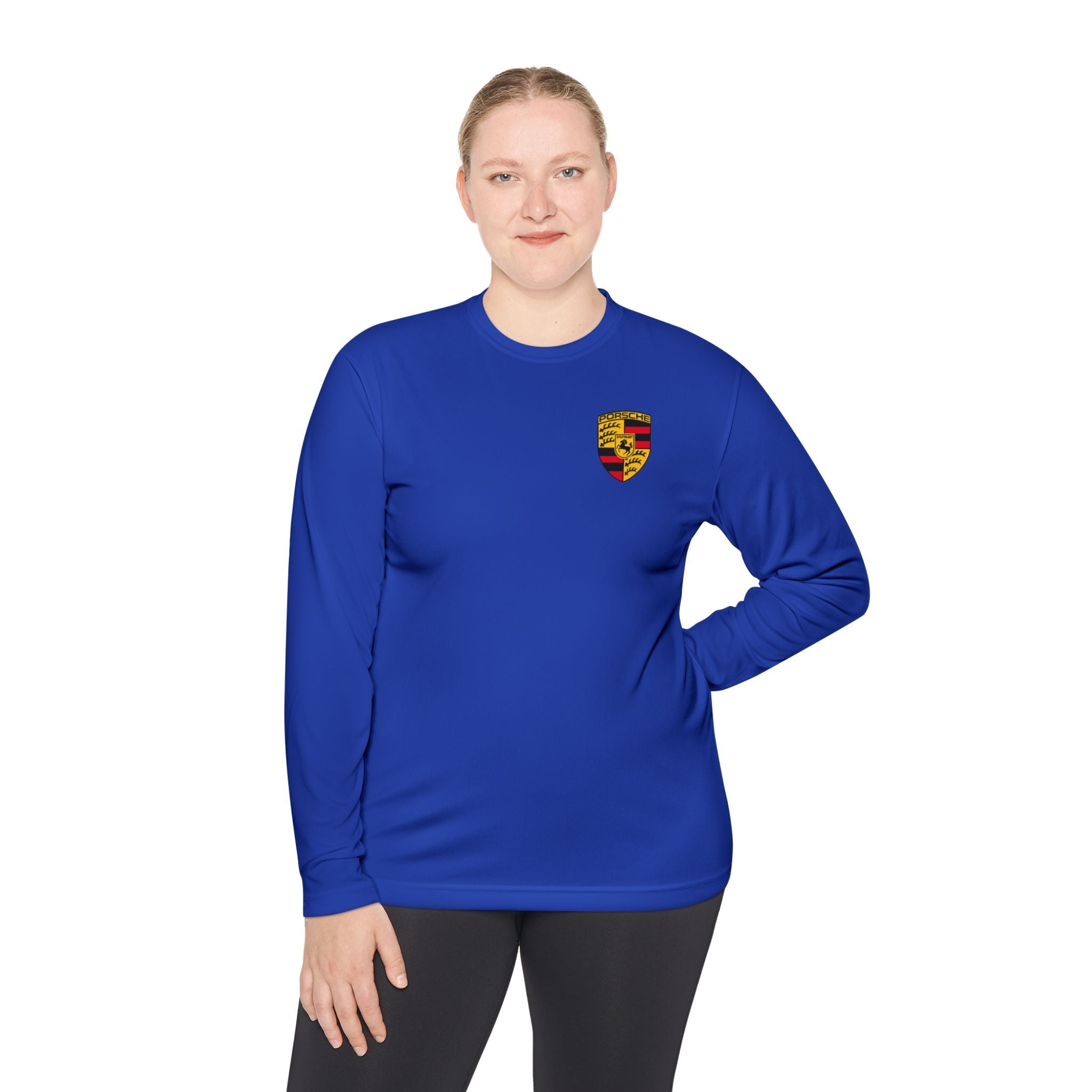 Porsche Racing Graphic Long Sleeve Tee | Sports Car Crest and Rear View Print - Etna Gift