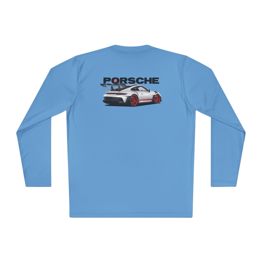 Porsche Racing Graphic Long Sleeve Tee | Sports Car Crest and Rear View Print - Etna Gift
