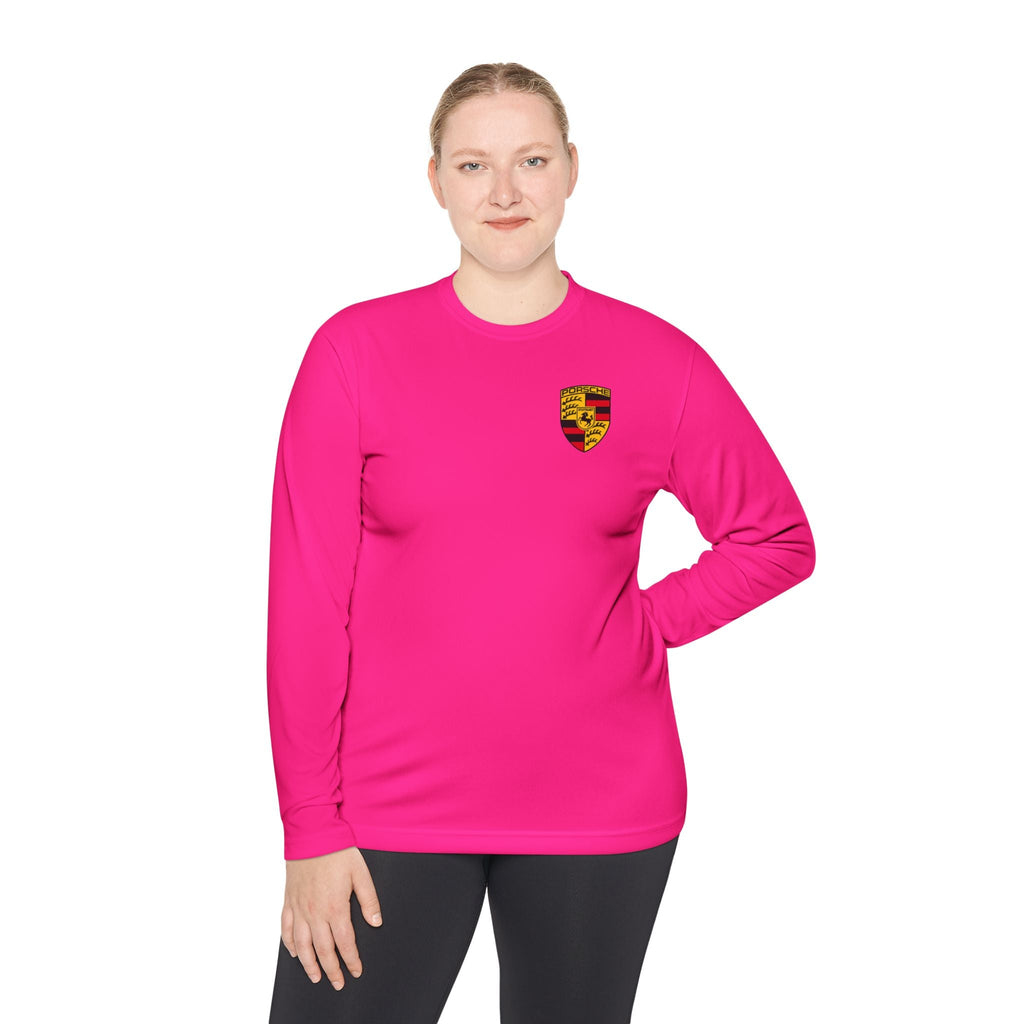 Porsche Racing Graphic Long Sleeve Tee | Sports Car Crest and Rear View Print - Etna Gift