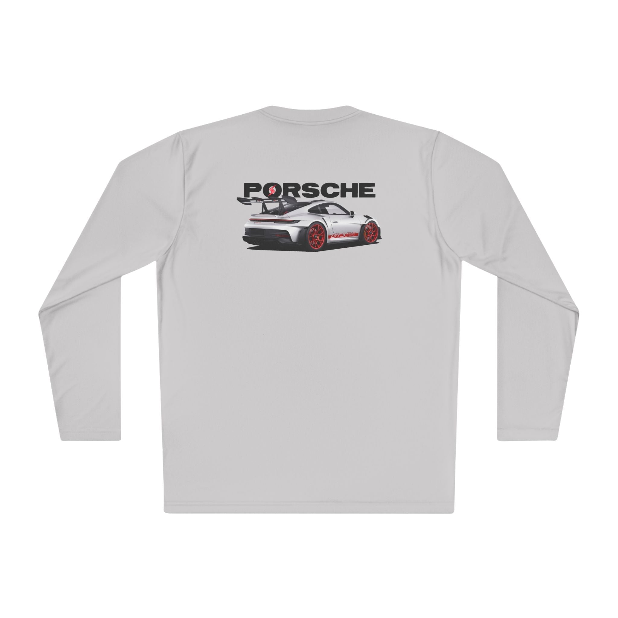 Porsche Racing Graphic Long Sleeve Tee | Sports Car Crest and Rear View Print - Etna Gift