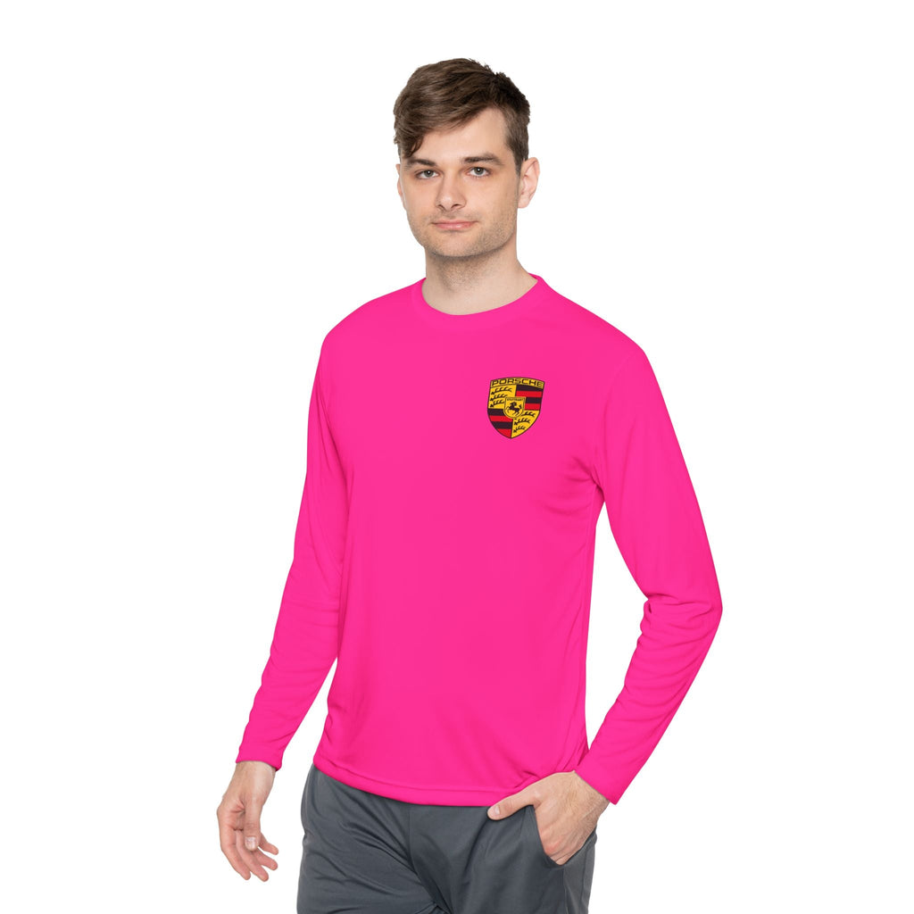 Porsche Racing Graphic Long Sleeve Tee | Sports Car Crest and Rear View Print - Etna Gift