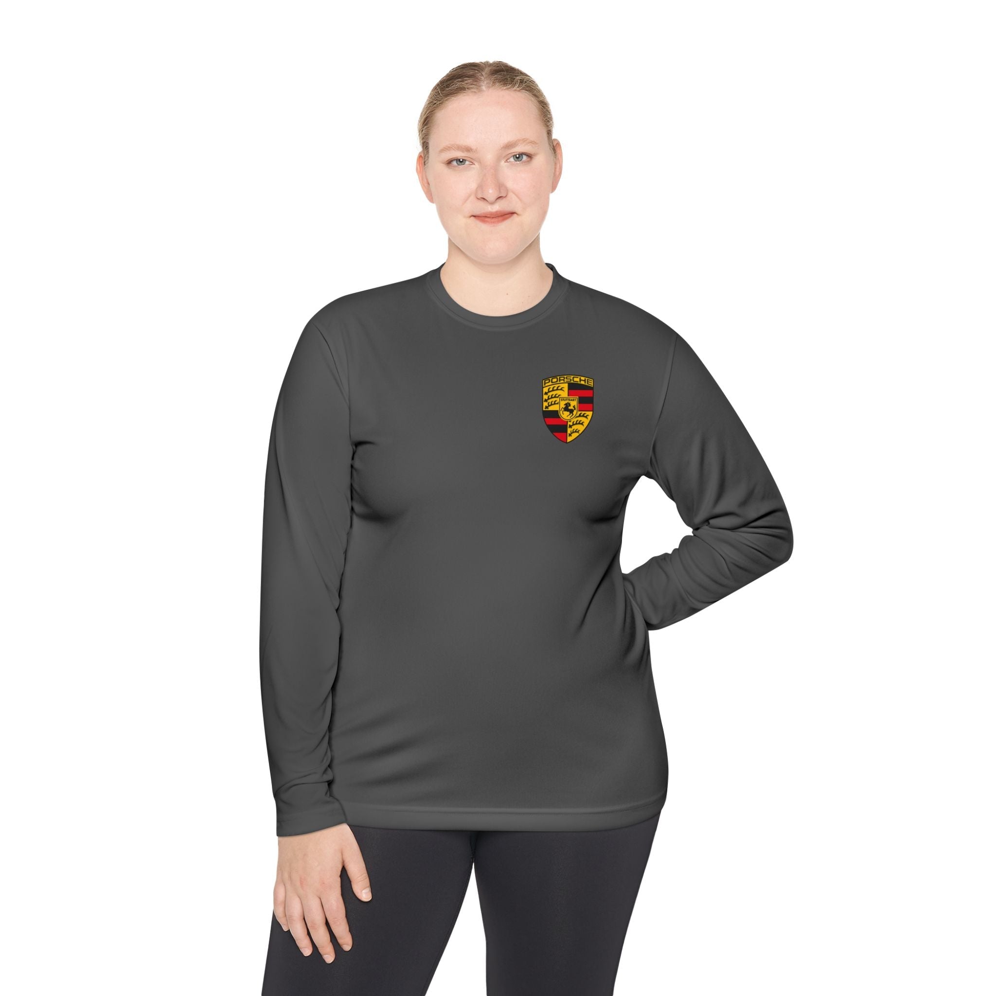 Porsche Racing Graphic Long Sleeve Tee | Sports Car Crest and Rear View Print - Etna Gift