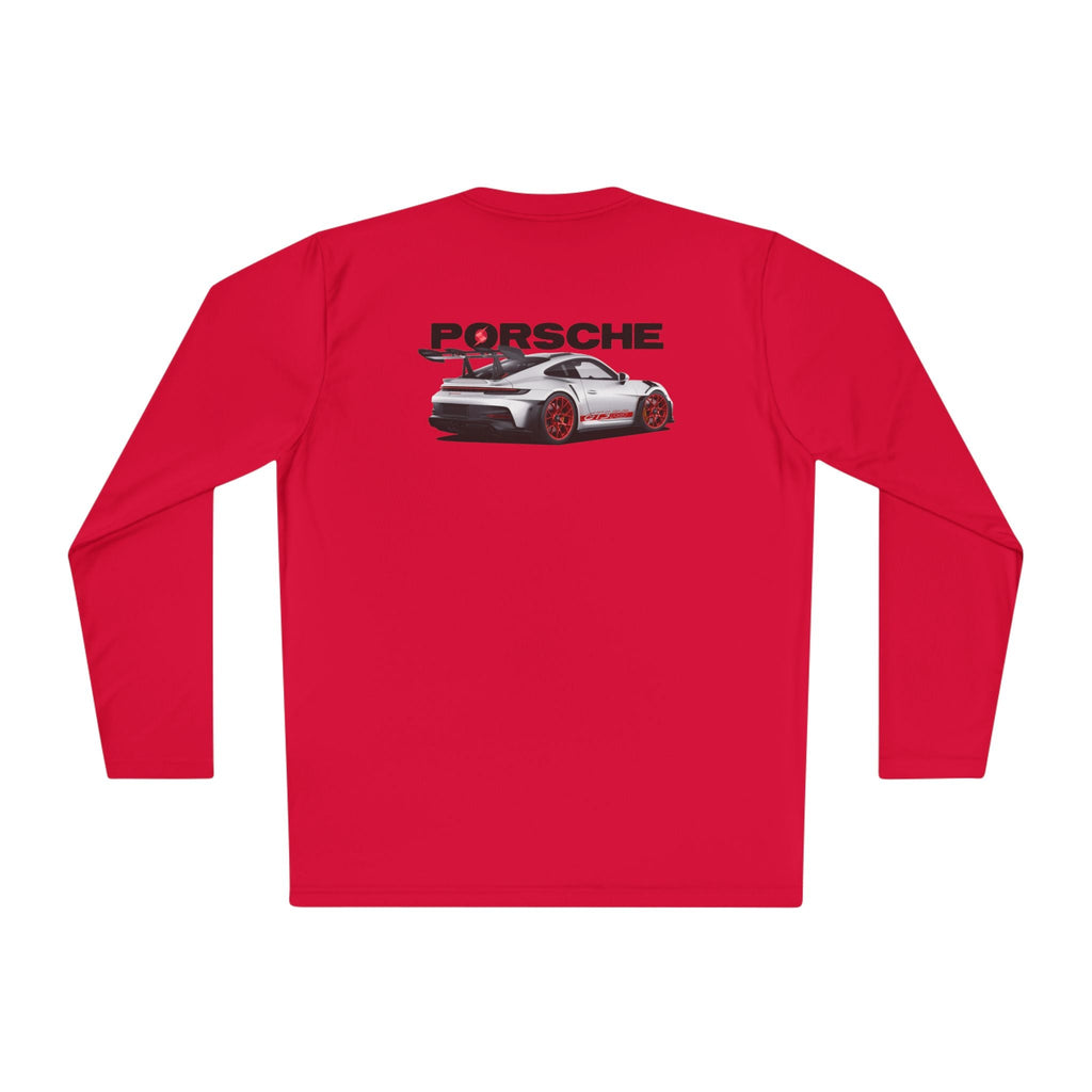 Porsche Racing Graphic Long Sleeve Tee | Sports Car Crest and Rear View Print - Etna Gift
