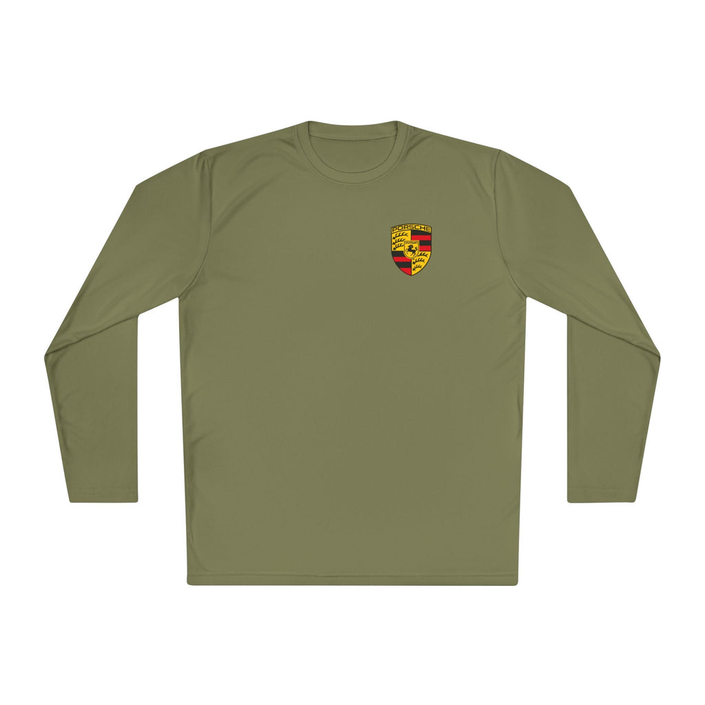 Porsche Racing Graphic Long Sleeve Tee | Sports Car Crest and Rear View Print - Etna Gift
