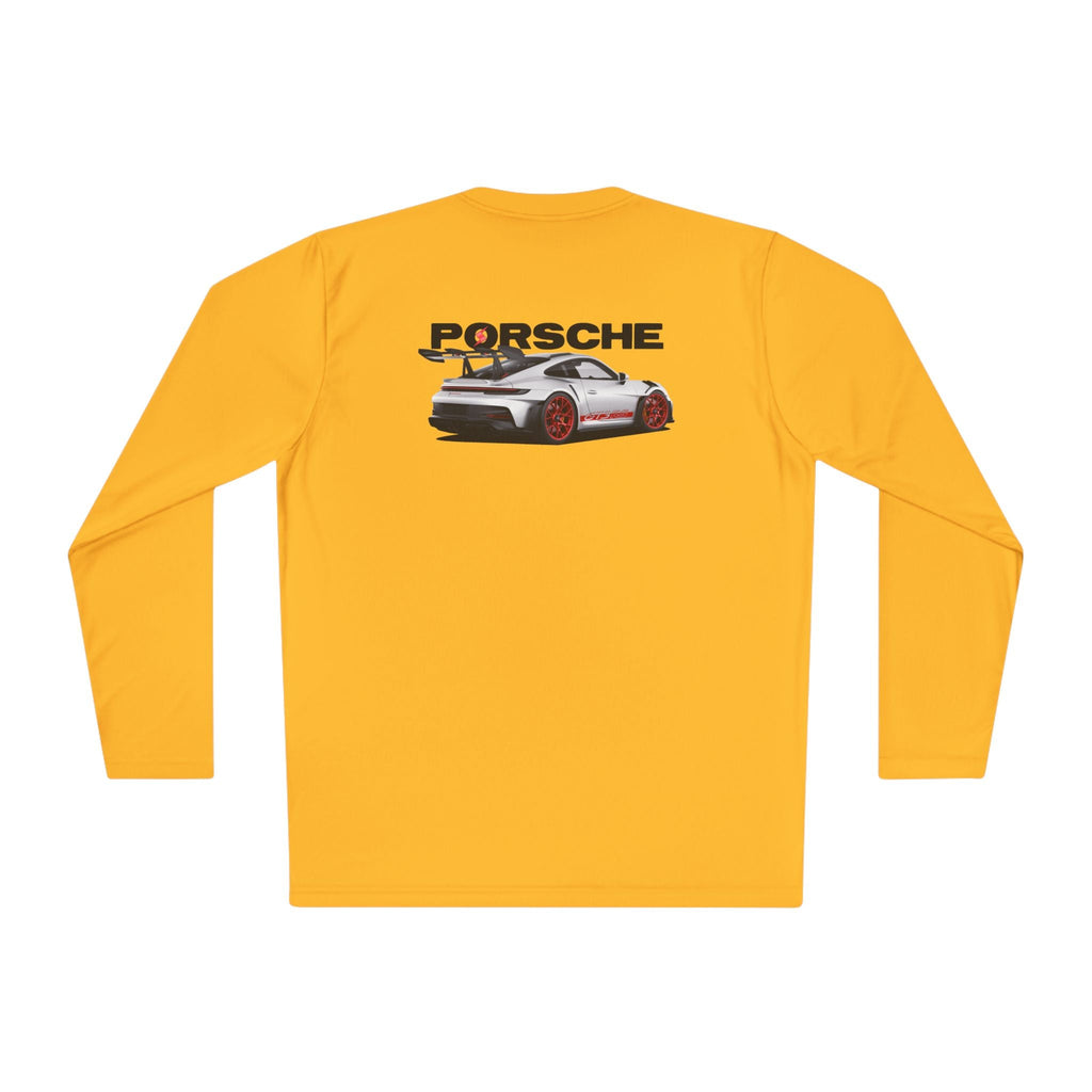 Porsche Racing Graphic Long Sleeve Tee | Sports Car Crest and Rear View Print - Etna Gift