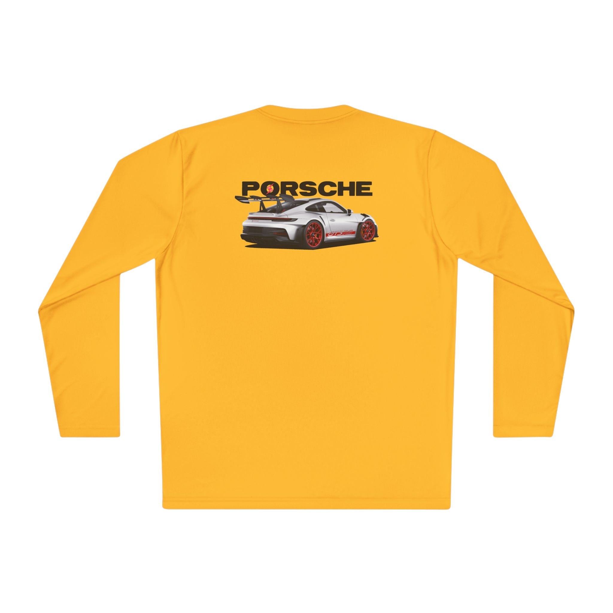 Porsche Racing Graphic Long Sleeve Tee | Sports Car Crest and Rear View Print - Etna Gift
