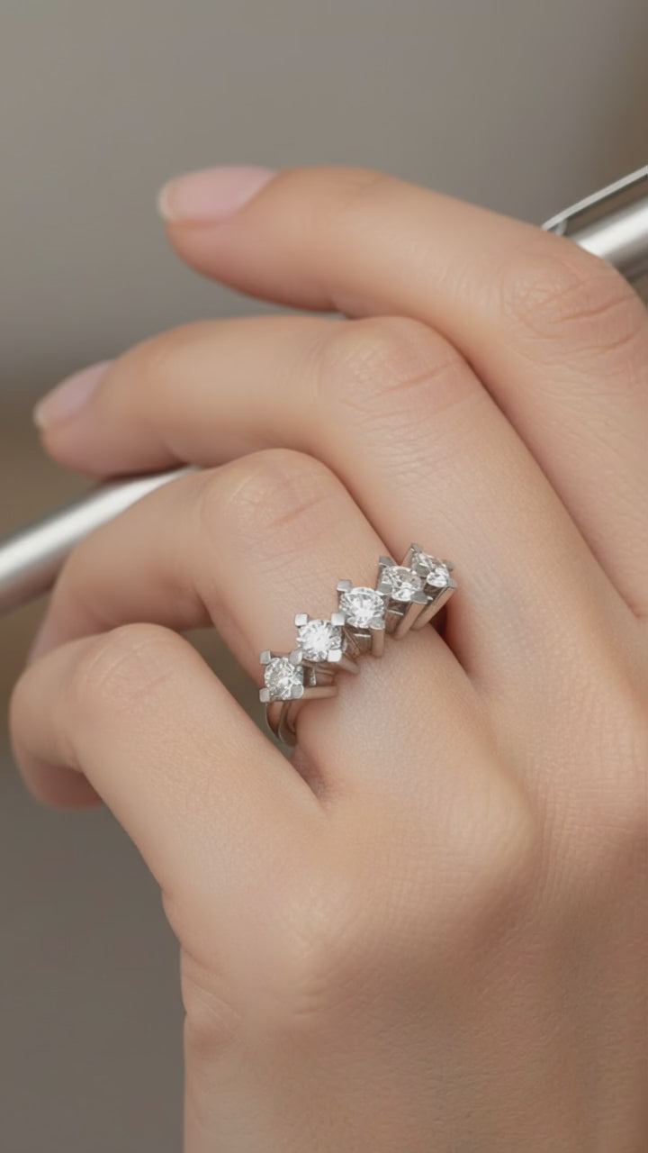 Five stone wedding band 925 sterling silver Women's wedding band
