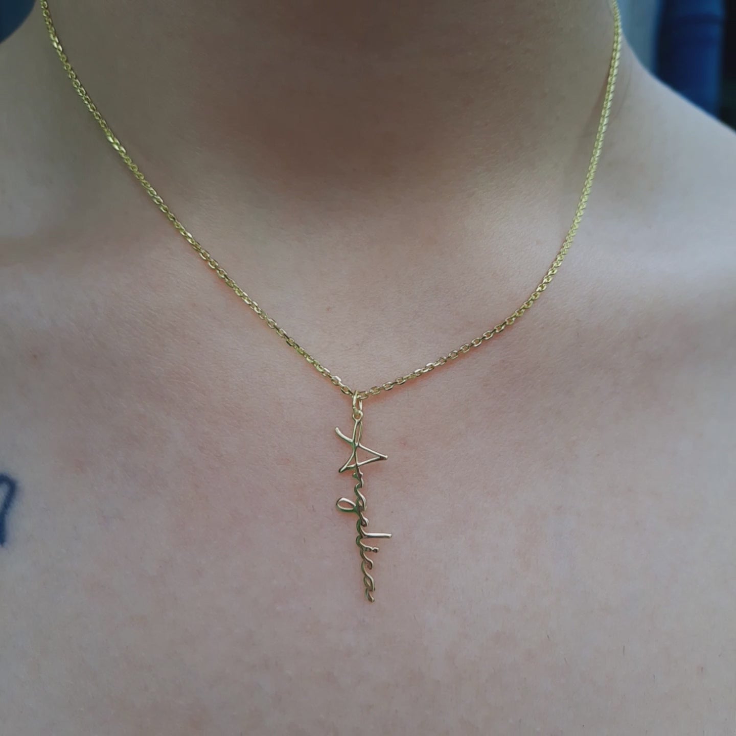 Vertical name necklace 925 sterling silver vertical model name necklace