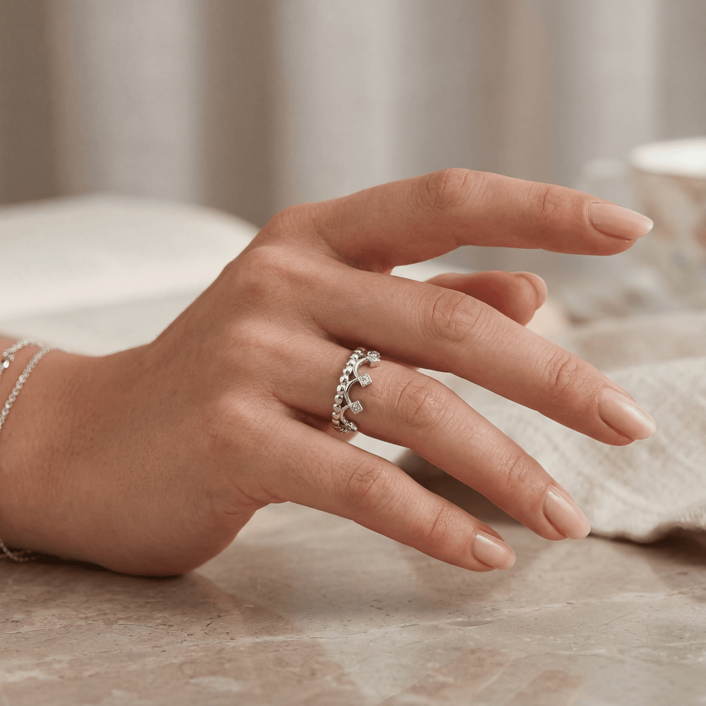Queen's Crown Design Ring – 925 Sterling Silver Women's Ring - Etna Gift