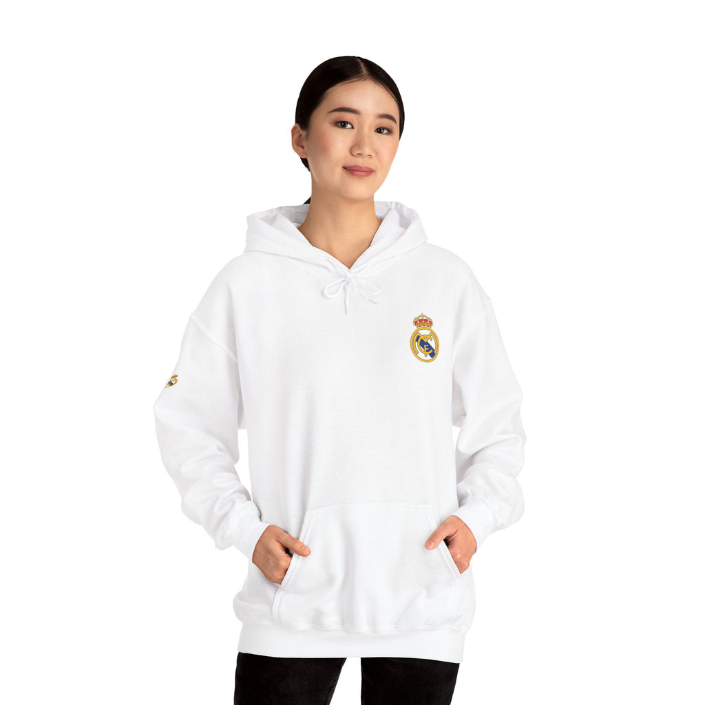 Real Madrid Crest Hoodie Minimal White Soccer Pullover - Etna Gift