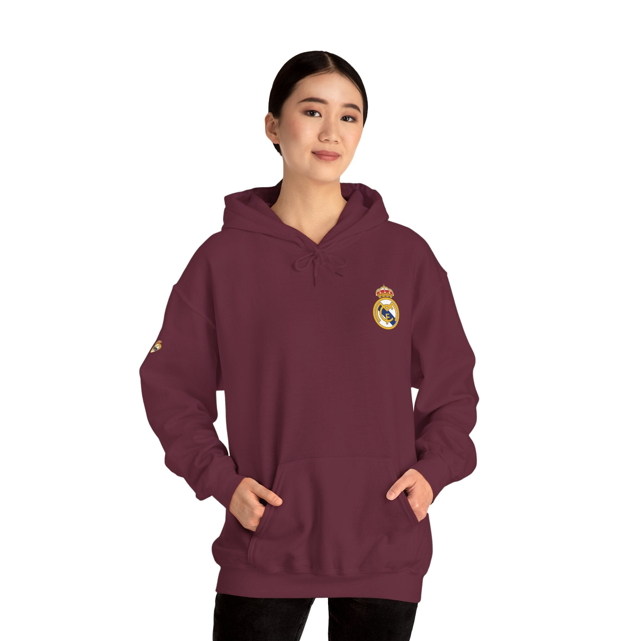 Real Madrid Crest Hoodie Minimal White Soccer Pullover - Etna Gift