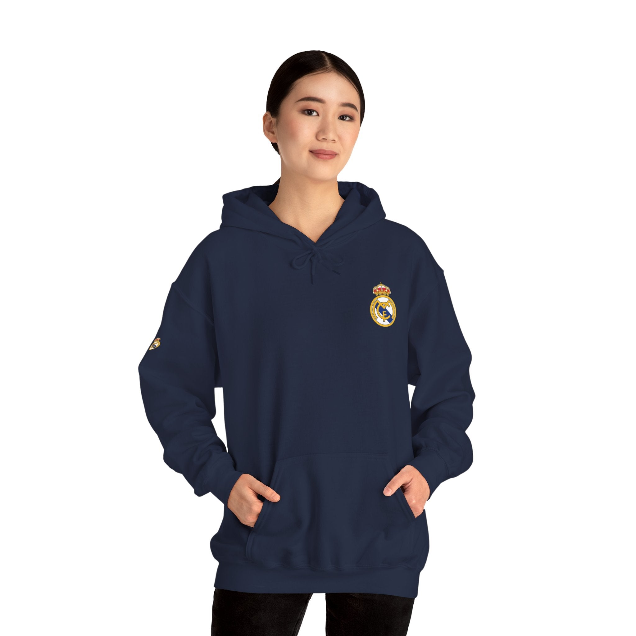 Real Madrid Crest Hoodie Minimal White Soccer Pullover - Etna Gift