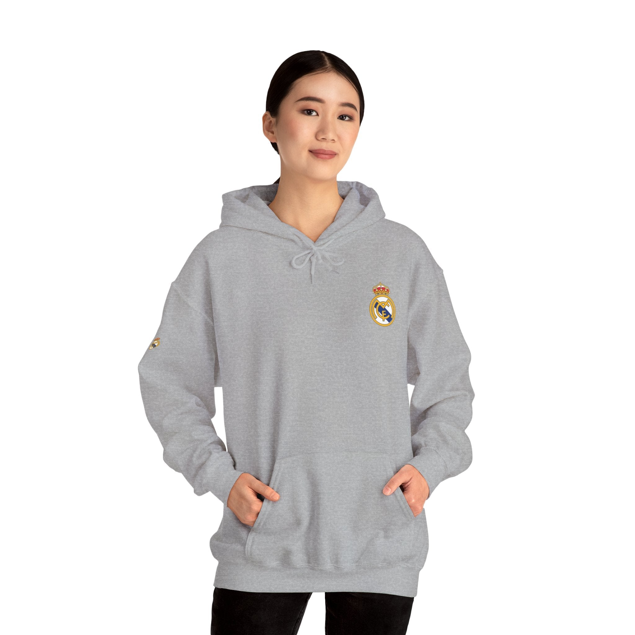 Real Madrid Crest Hoodie Minimal White Soccer Pullover - Etna Gift