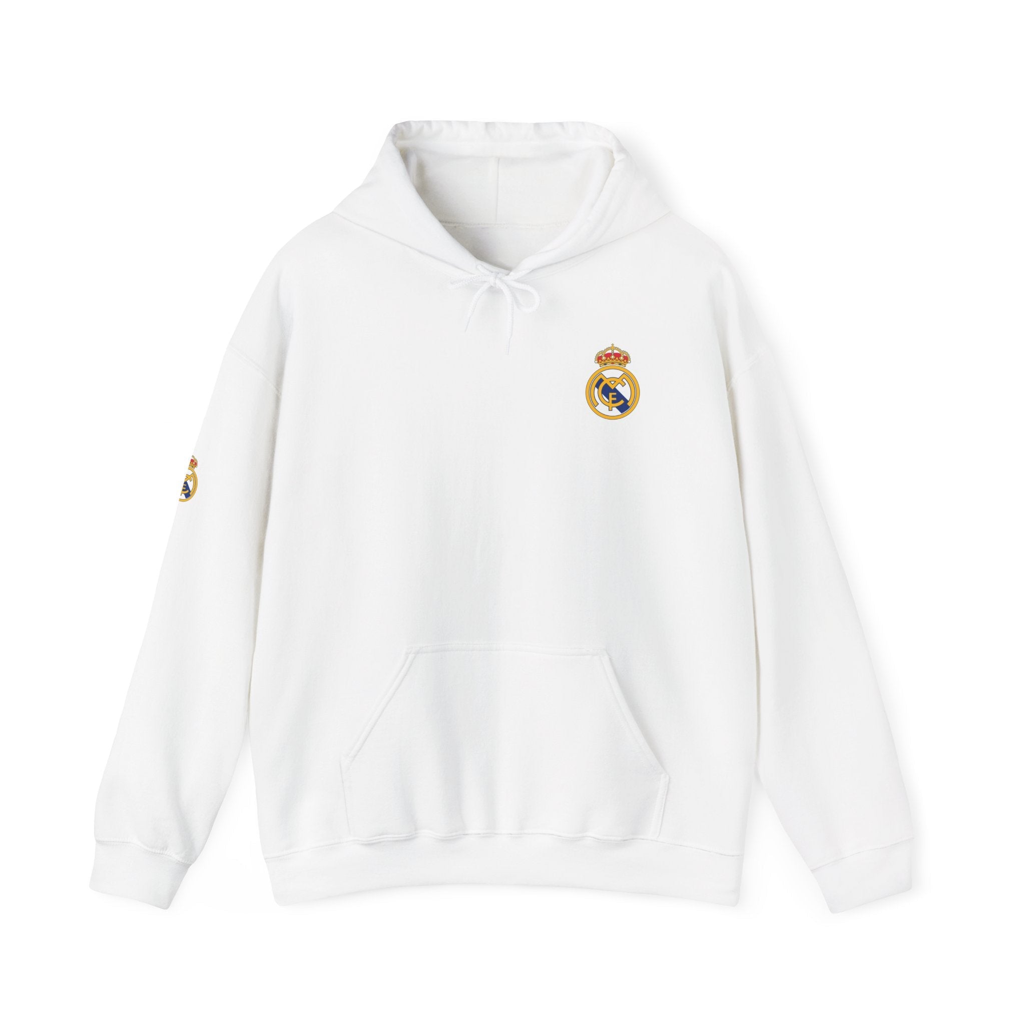 Real Madrid Crest Hoodie Minimal White Soccer Pullover - Etna Gift