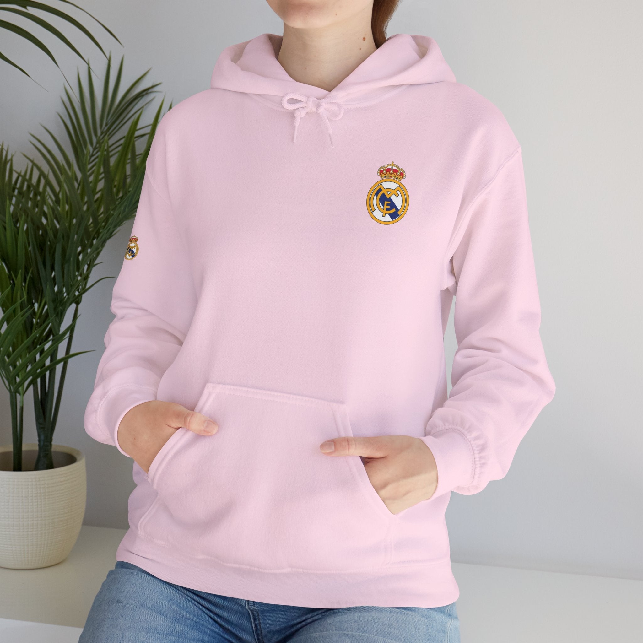 Real Madrid Crest Hoodie Minimal White Soccer Pullover - Etna Gift