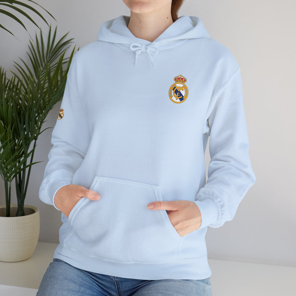 Real Madrid Crest Hoodie Minimal White Soccer Pullover - Etna Gift