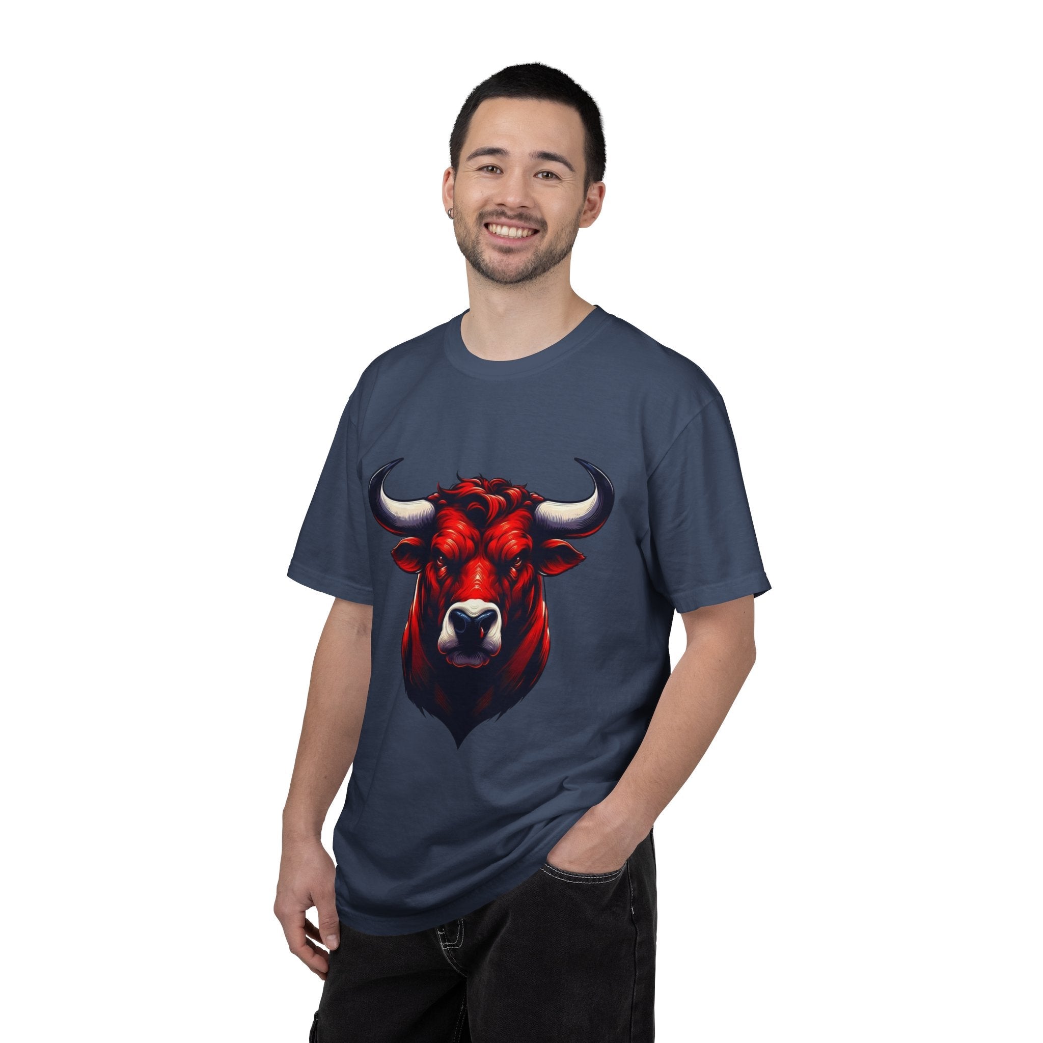 Red Bull Head Chicago T-Shirt Bull Illustration - Etna Gift