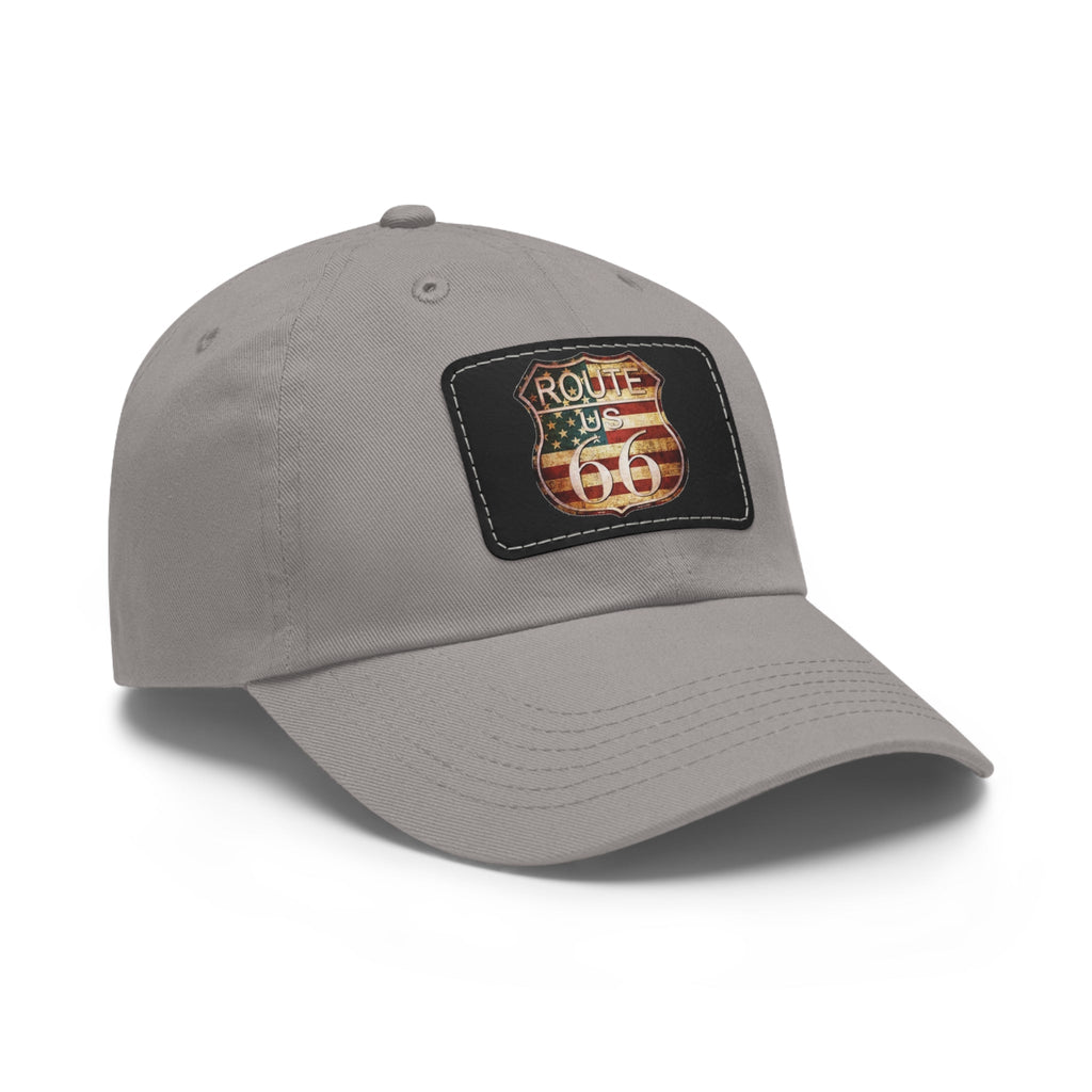 Route 66 Leather Patch Dad Hat Vintage American Road Trip Baseball Cap - Etna Gift