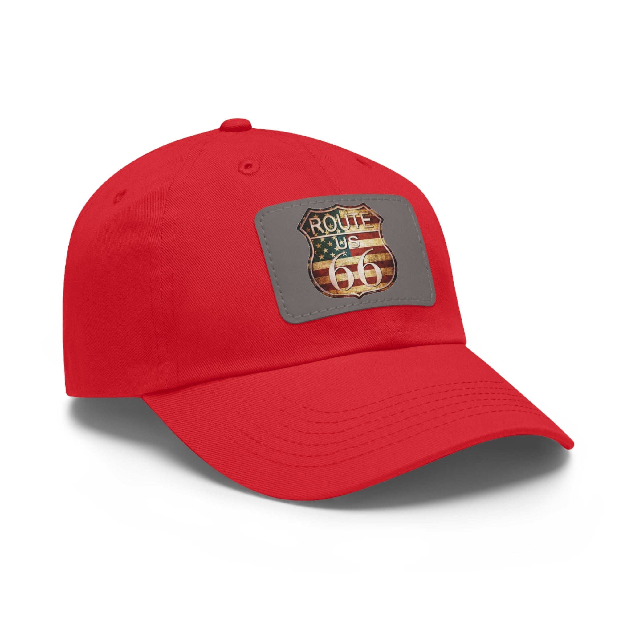 Route 66 Leather Patch Dad Hat Vintage American Road Trip Baseball Cap - Etna Gift