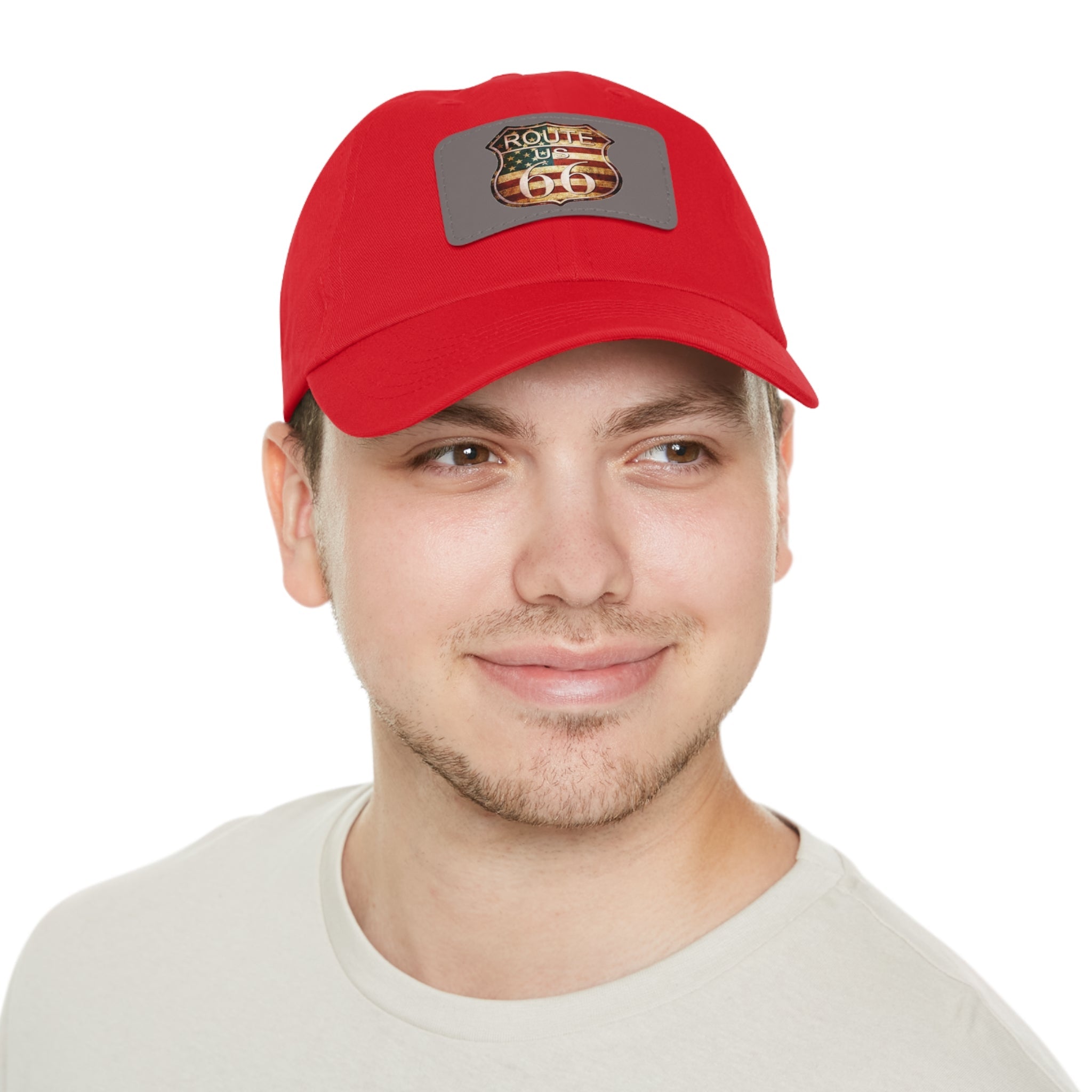 Route 66 Leather Patch Dad Hat Vintage American Road Trip Baseball Cap - Etna Gift