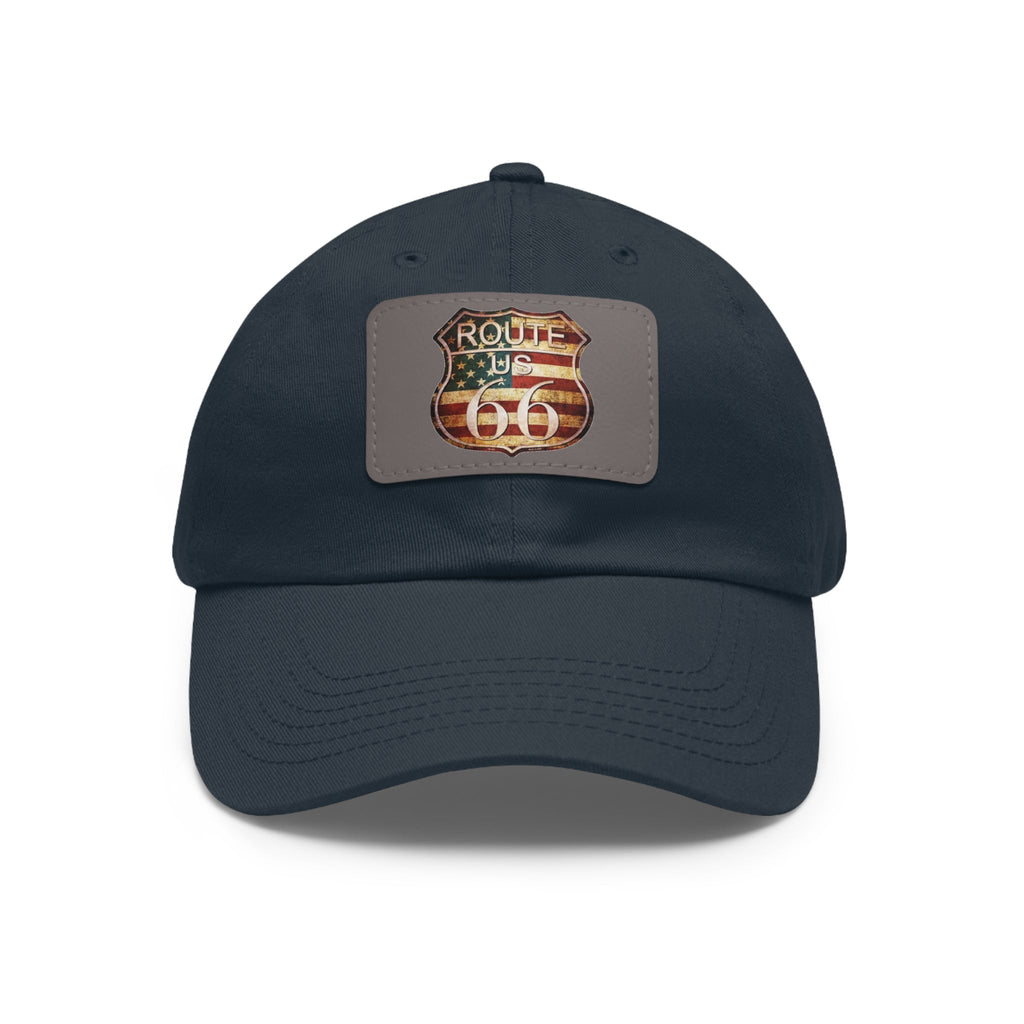 Route 66 Leather Patch Dad Hat Vintage American Road Trip Baseball Cap - Etna Gift
