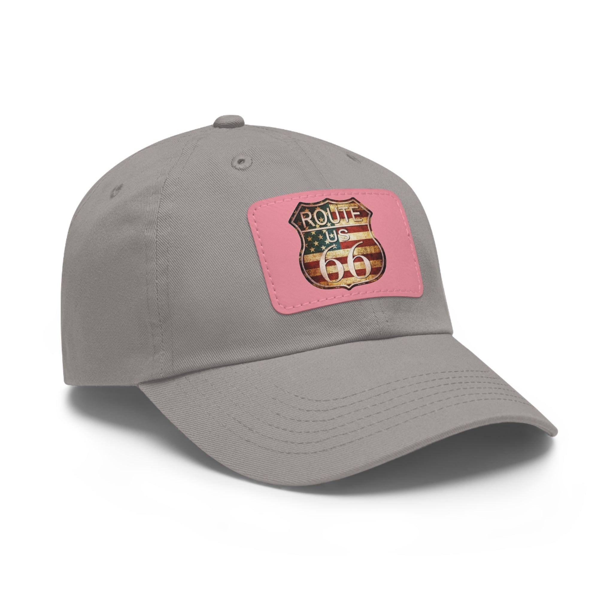 Route 66 Leather Patch Dad Hat Vintage American Road Trip Baseball Cap - Etna Gift