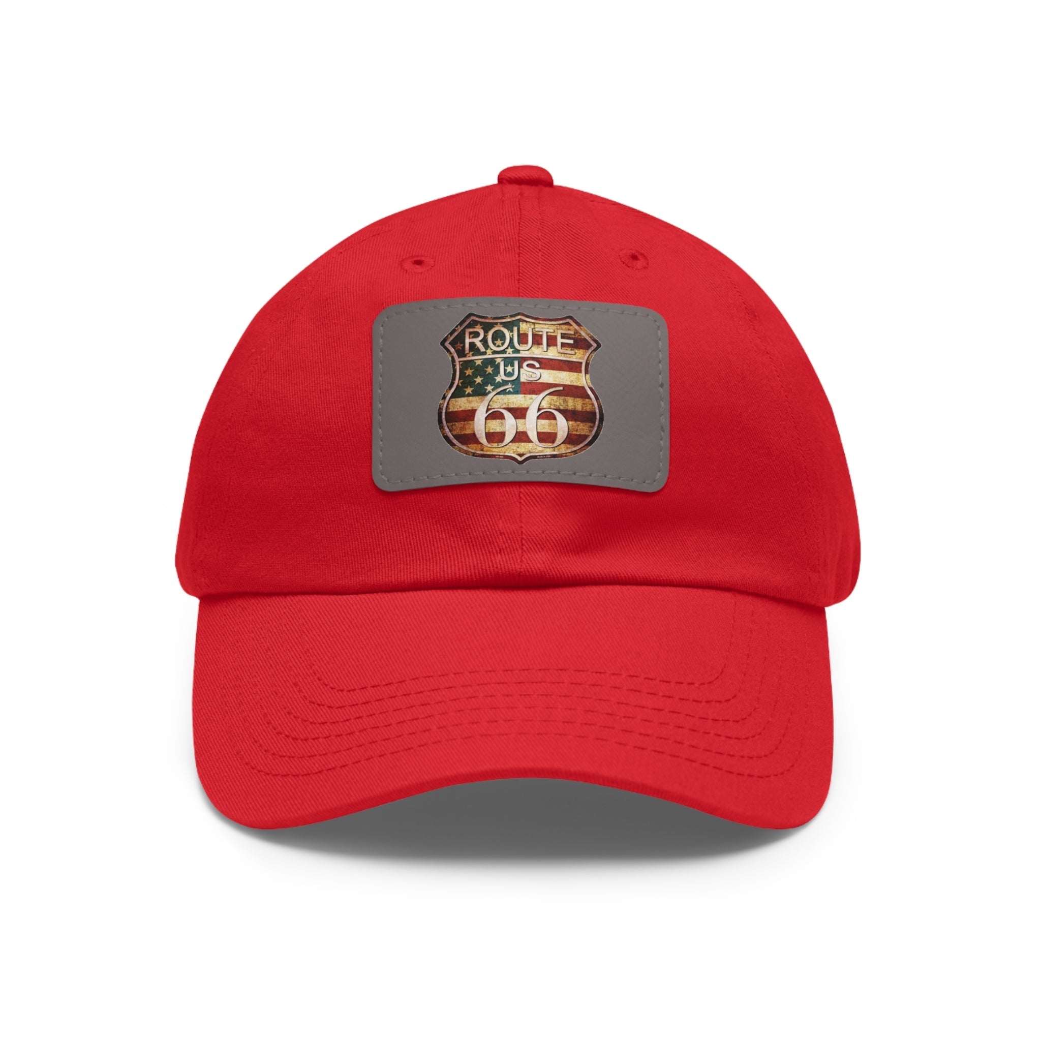 Route 66 Leather Patch Dad Hat Vintage American Road Trip Baseball Cap - Etna Gift