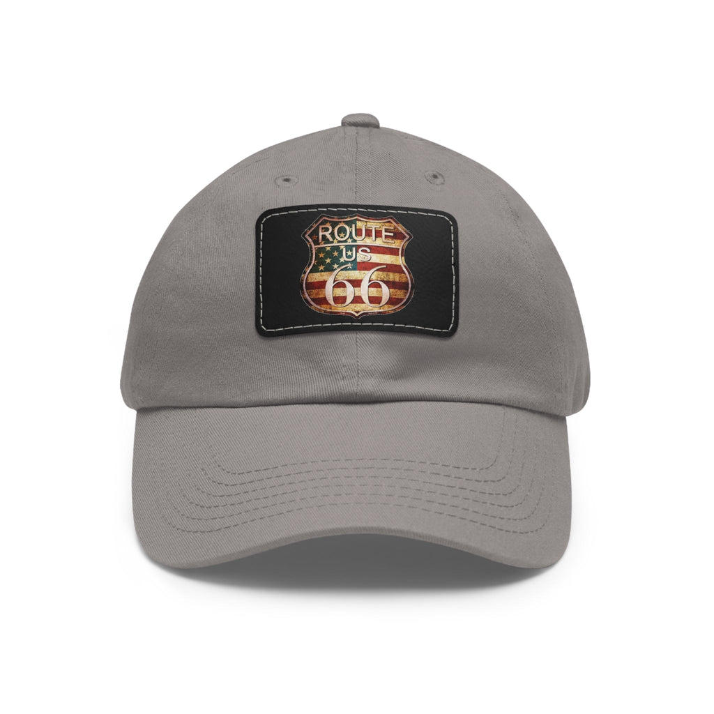 Route 66 Leather Patch Dad Hat Vintage American Road Trip Baseball Cap - Etna Gift