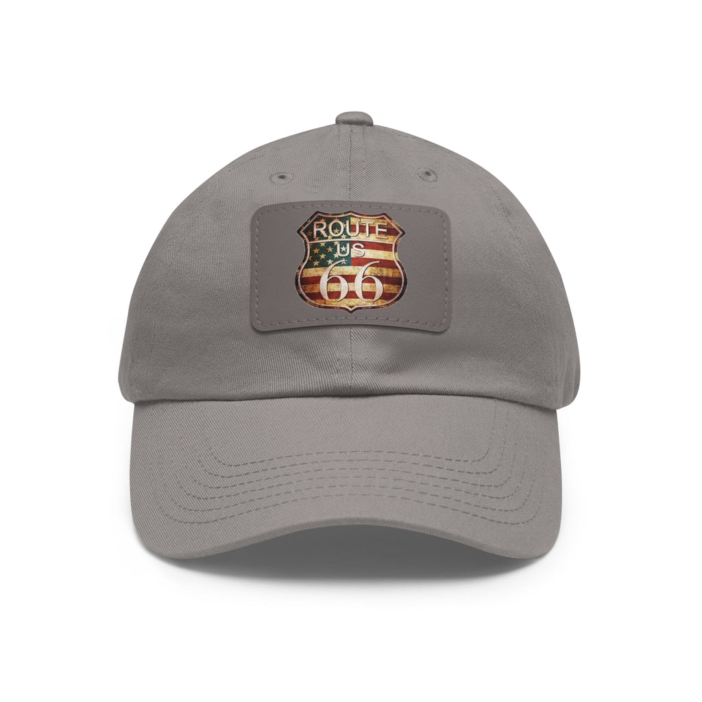 Route 66 Leather Patch Dad Hat Vintage American Road Trip Baseball Cap - Etna Gift