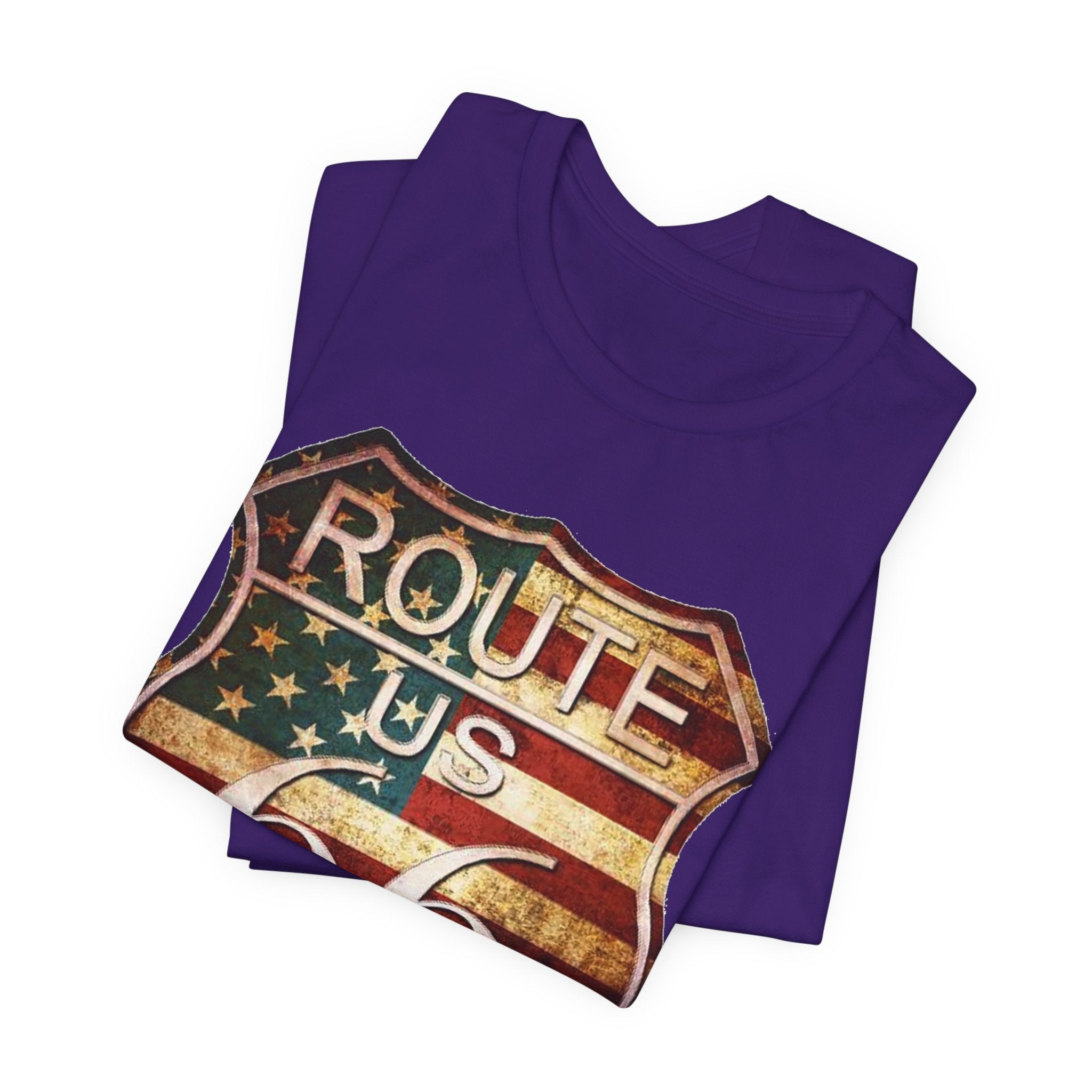 Route 66 Shield Tee Vintage American Flag Road Sign - Etna Gift