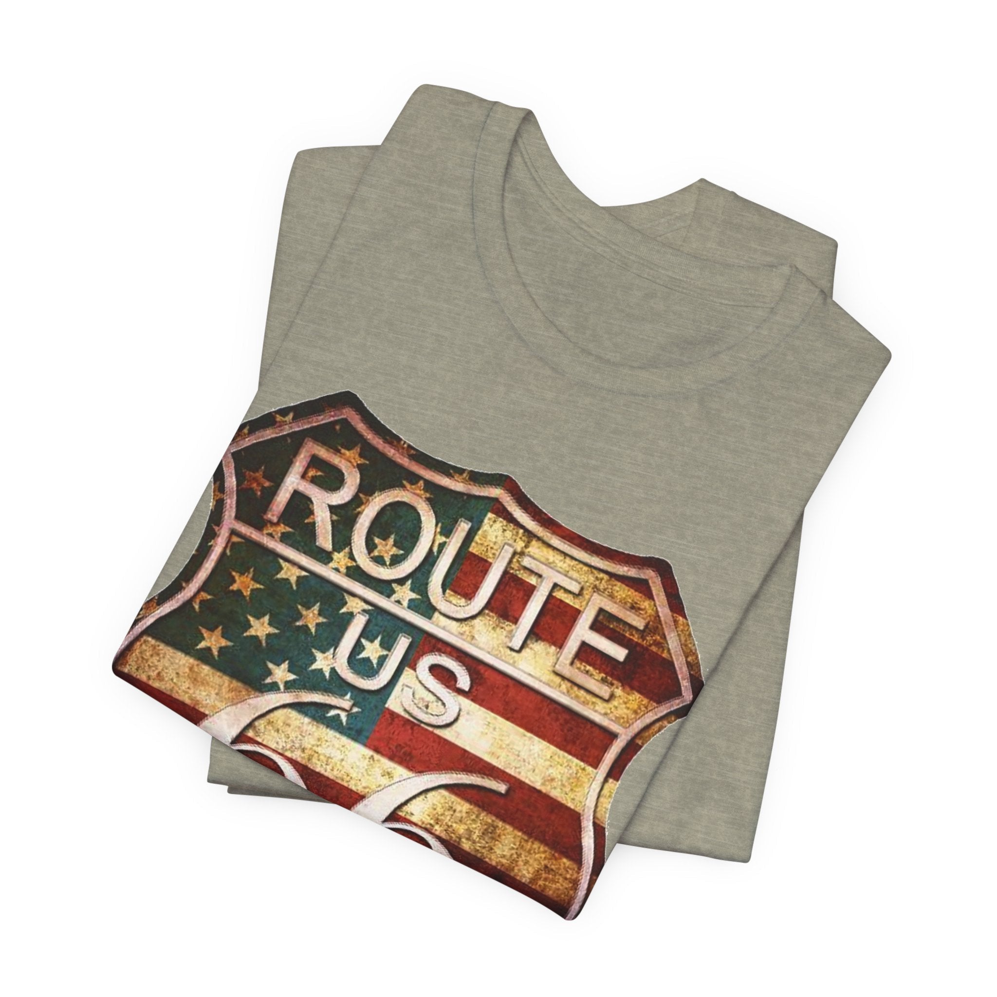 Route 66 Shield Tee Vintage American Flag Road Sign - Etna Gift