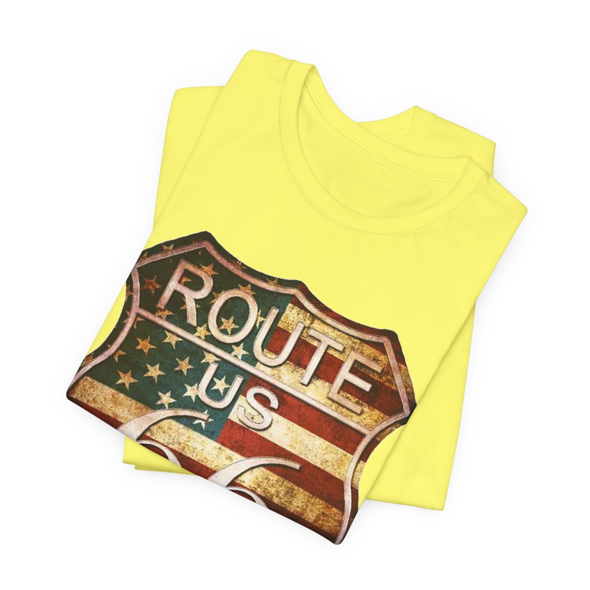 Route 66 Shield Tee Vintage American Flag Road Sign - Etna Gift