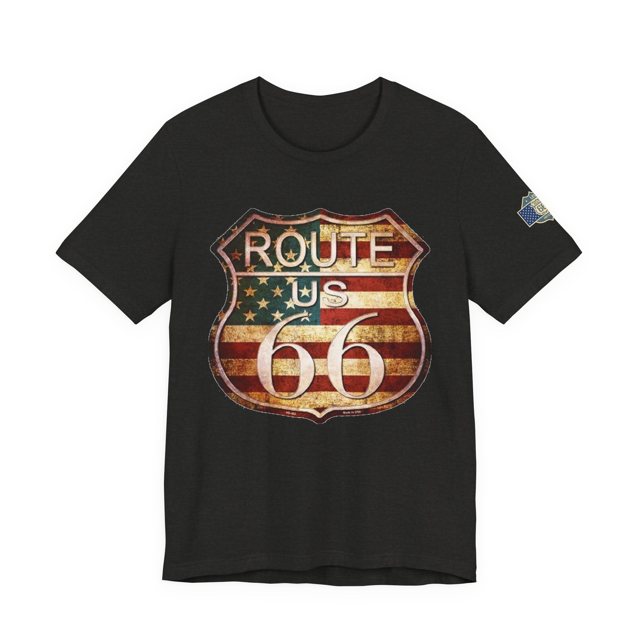 Route 66 Shield Tee Vintage American Flag Road Sign - Etna Gift