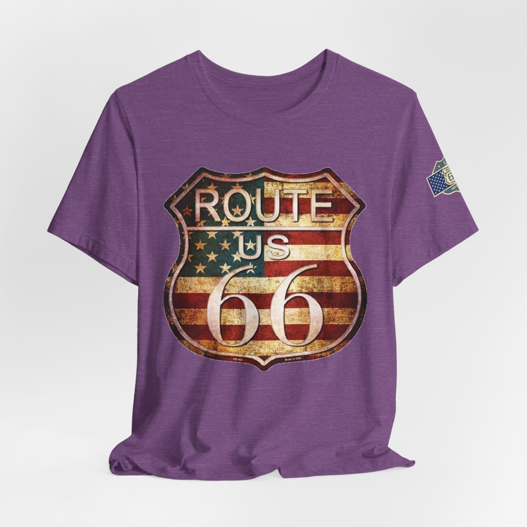 Route 66 Shield Tee Vintage American Flag Road Sign - Etna Gift