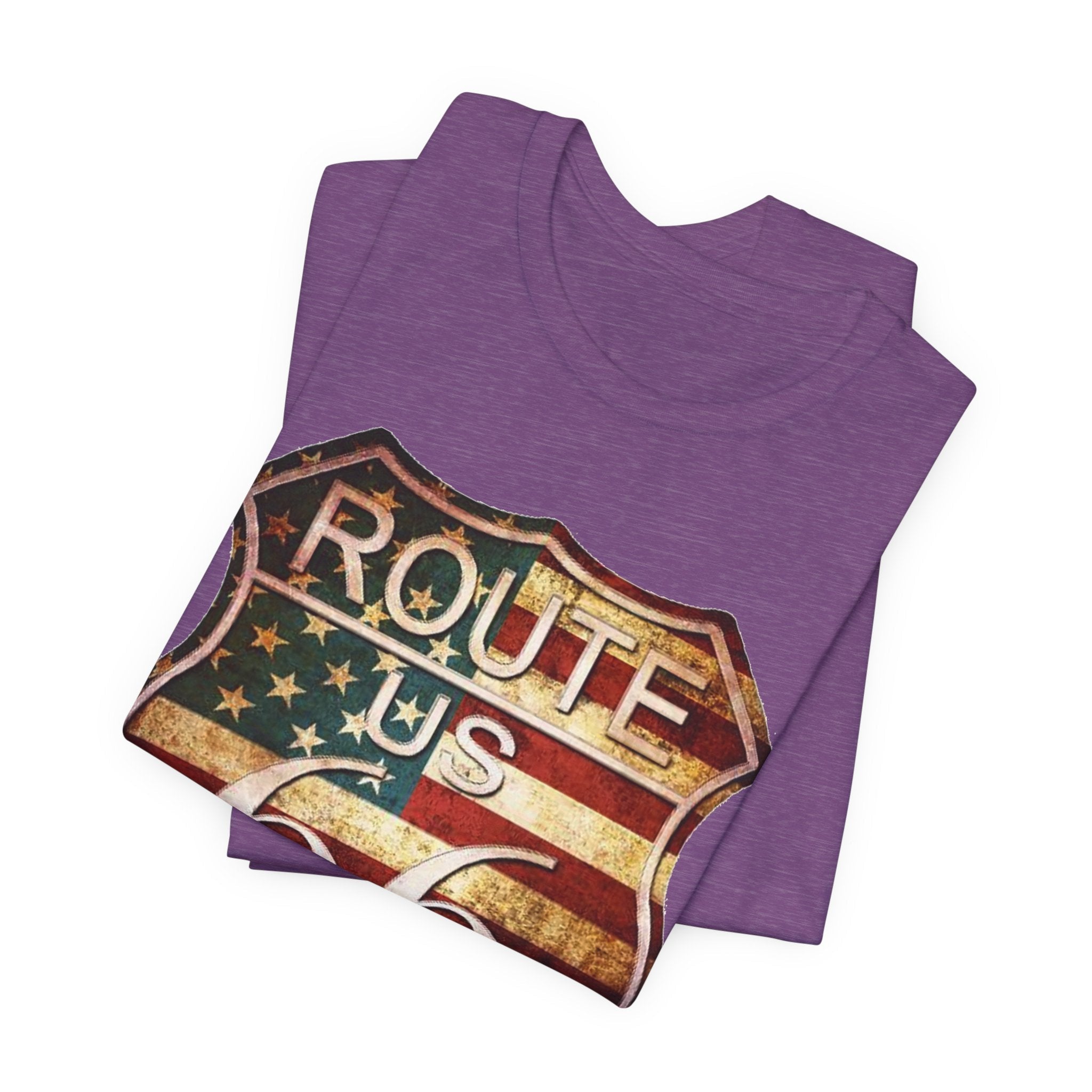 Route 66 Shield Tee Vintage American Flag Road Sign - Etna Gift