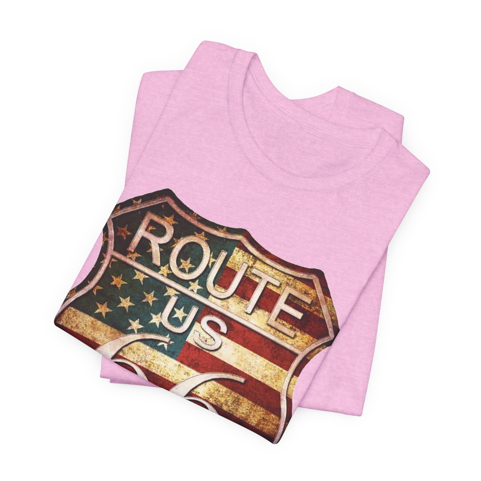 Route 66 Shield Tee Vintage American Flag Road Sign - Etna Gift