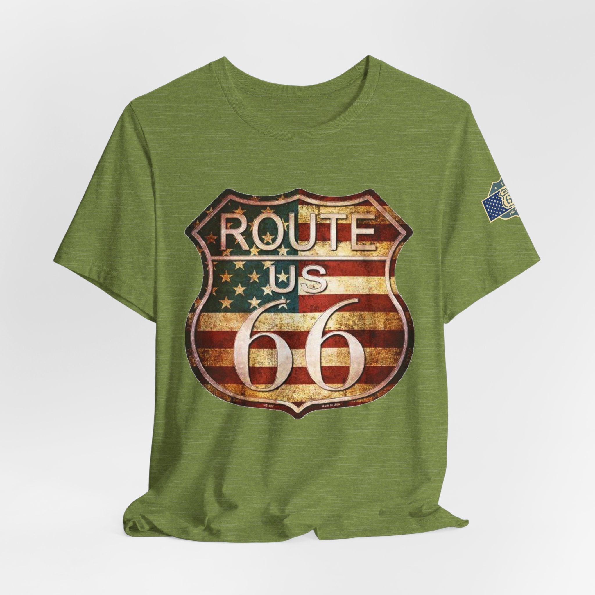 Route 66 Shield Tee Vintage American Flag Road Sign - Etna Gift