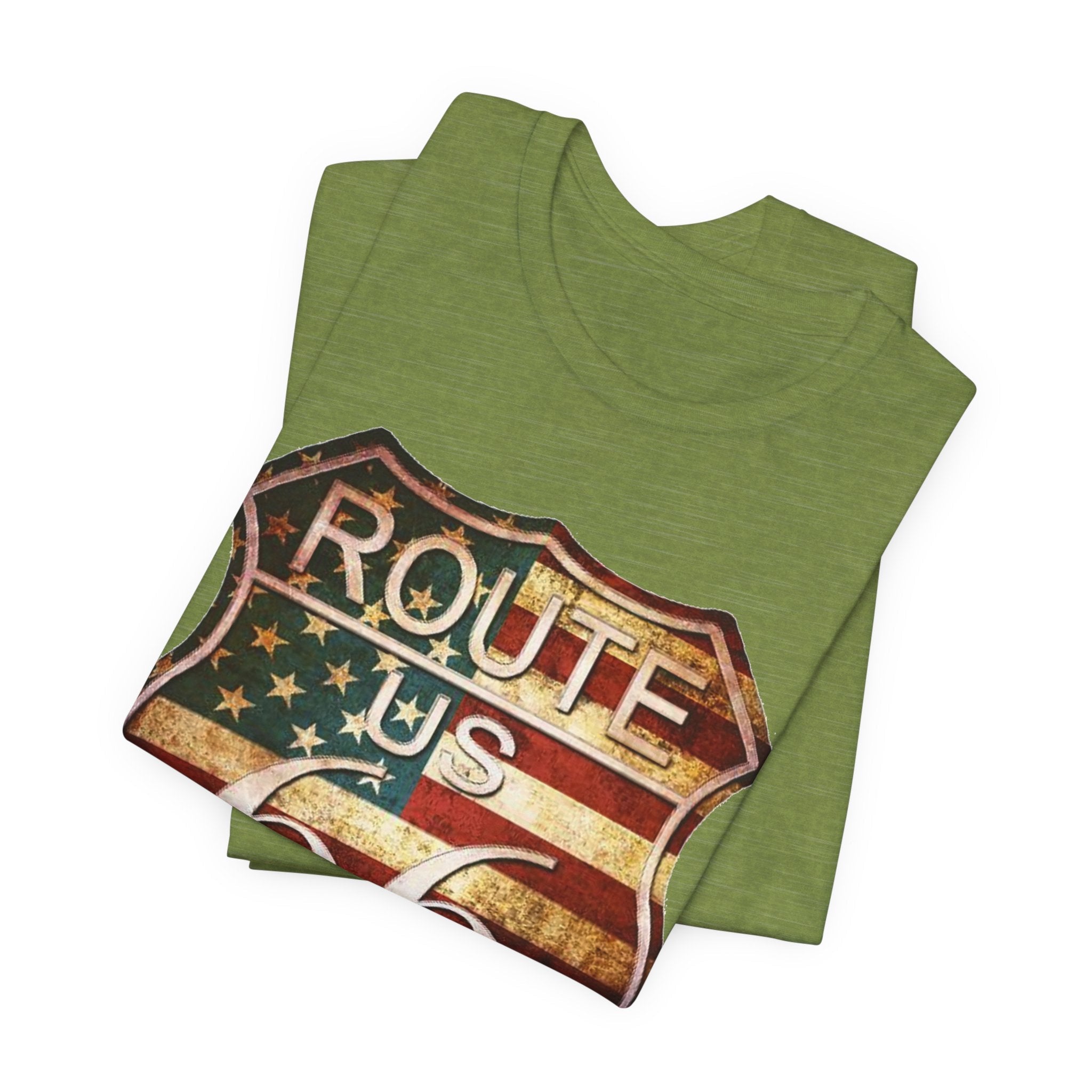 Route 66 Shield Tee Vintage American Flag Road Sign - Etna Gift