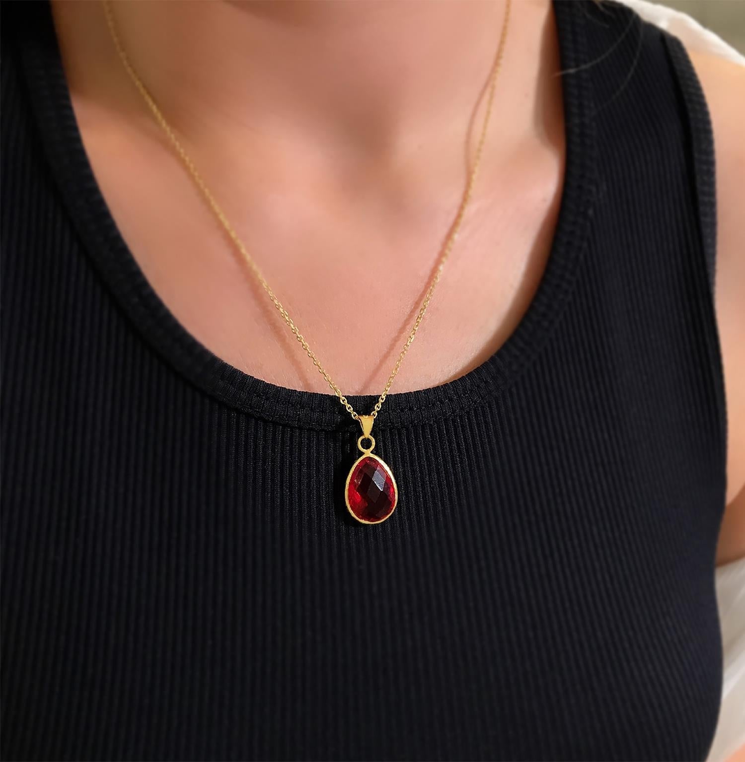 Ruby necklace 925 sterling silver ruby necklace - Etna Gift