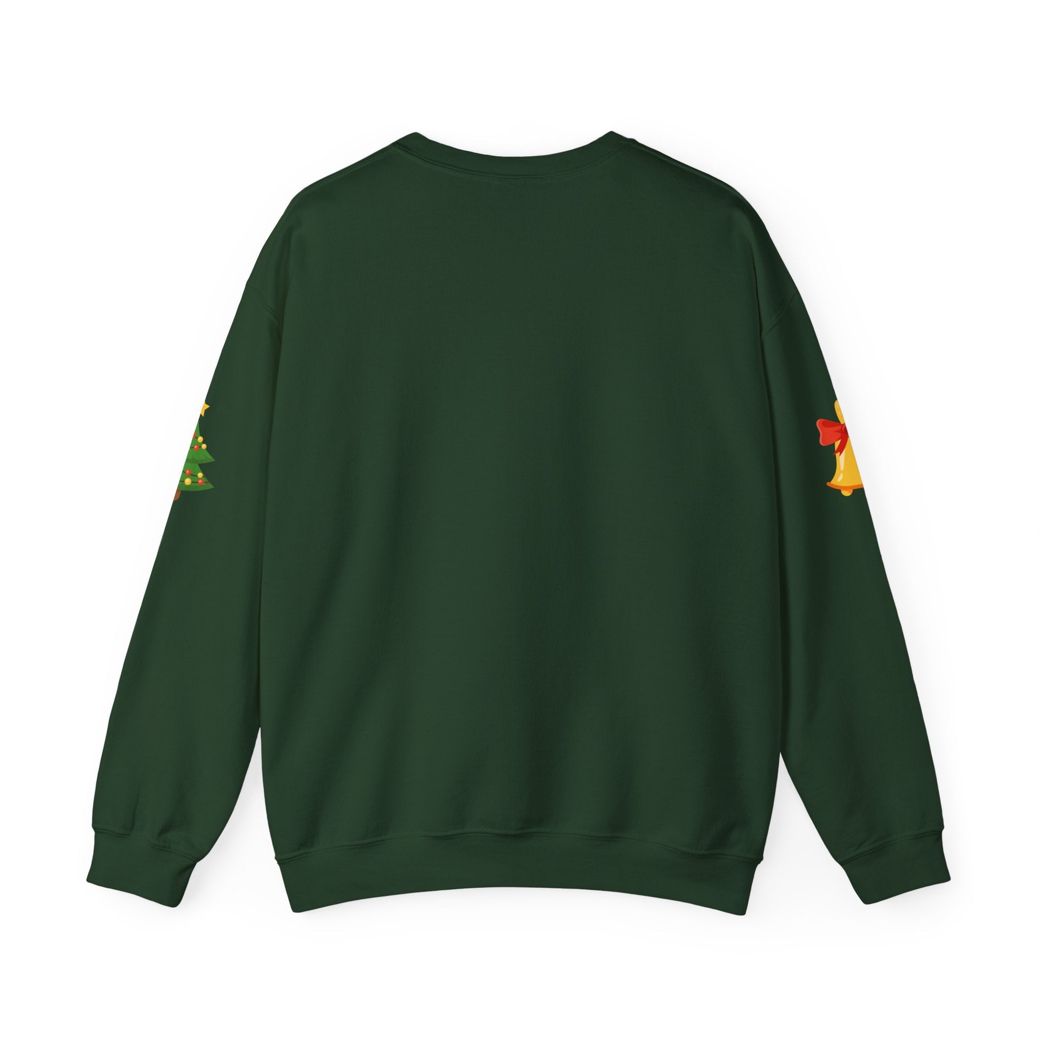Santa in Wreath Crewneck Sweatshirt Christmas Tree Sleeve Accents - Etna Gift