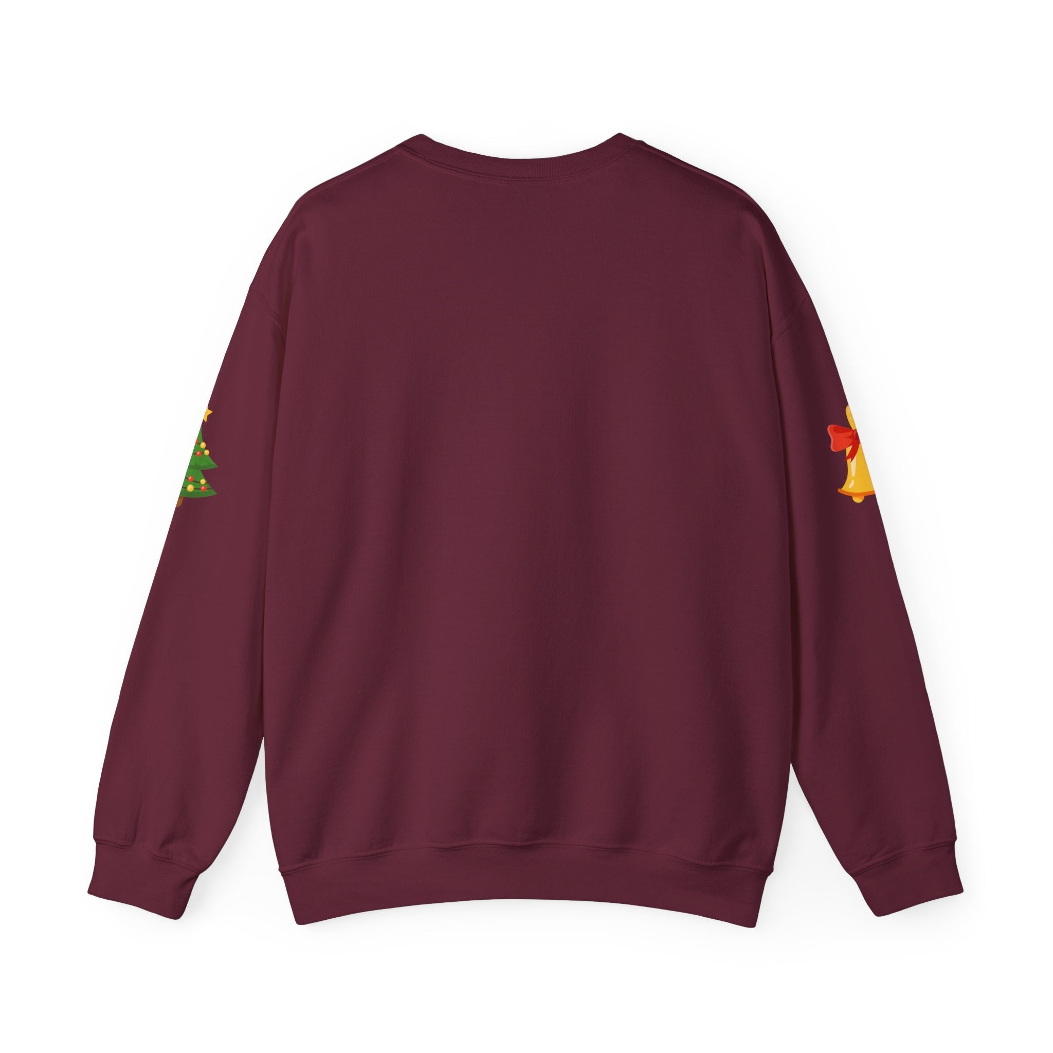 Santa in Wreath Crewneck Sweatshirt | Christmas Tree Sleeve Accents - Etna Gift
